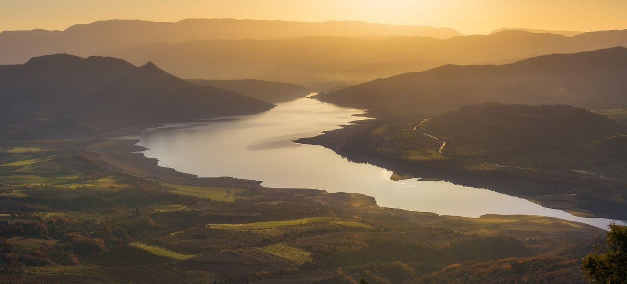 Sant Antoni Reservoir at sunset, Pobla de Segur, Catalonia