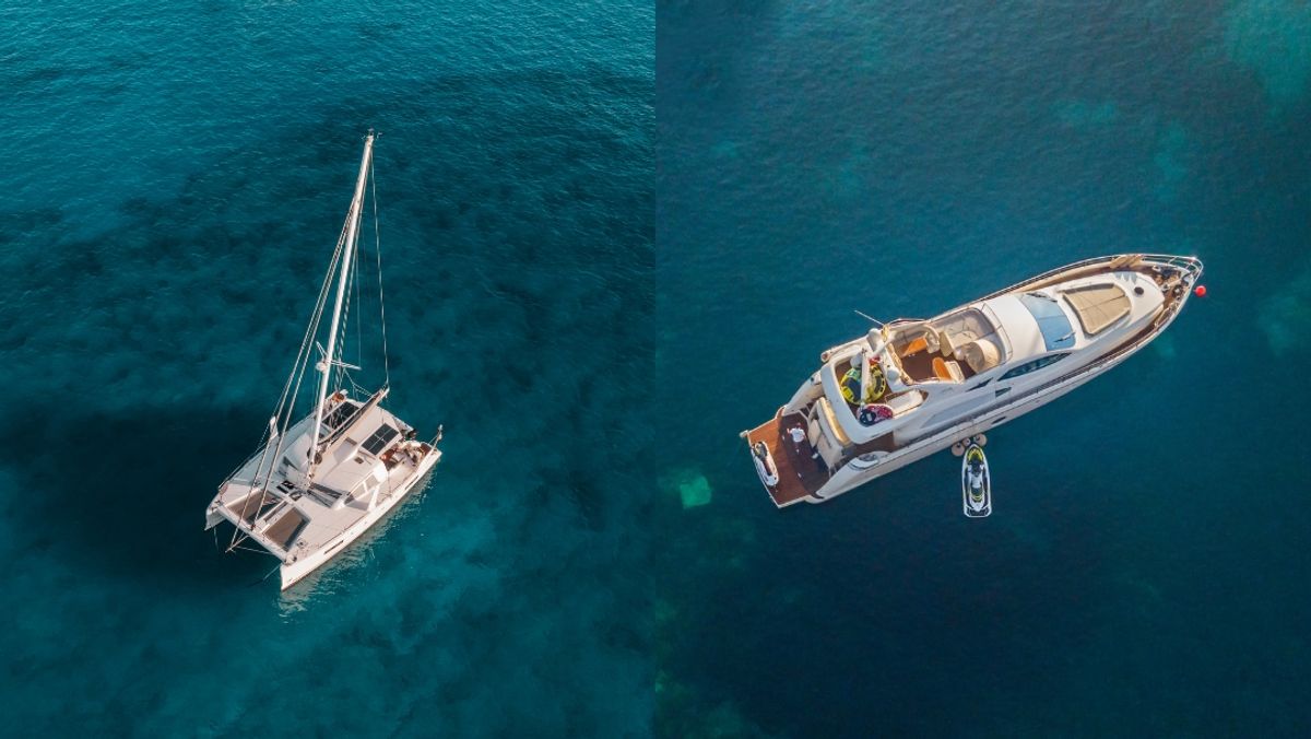 Catamaran & Motor Yacht, side by side
