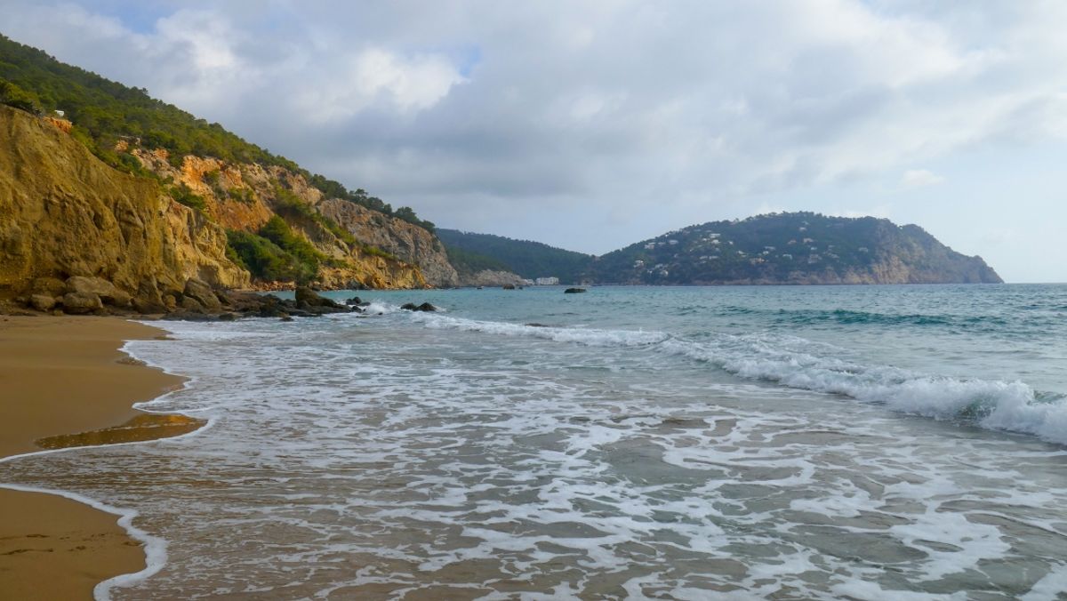 Cala es figueral and Aguas blancas, Ibiza, Spain, in summer