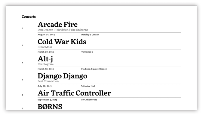 Concerts repo project