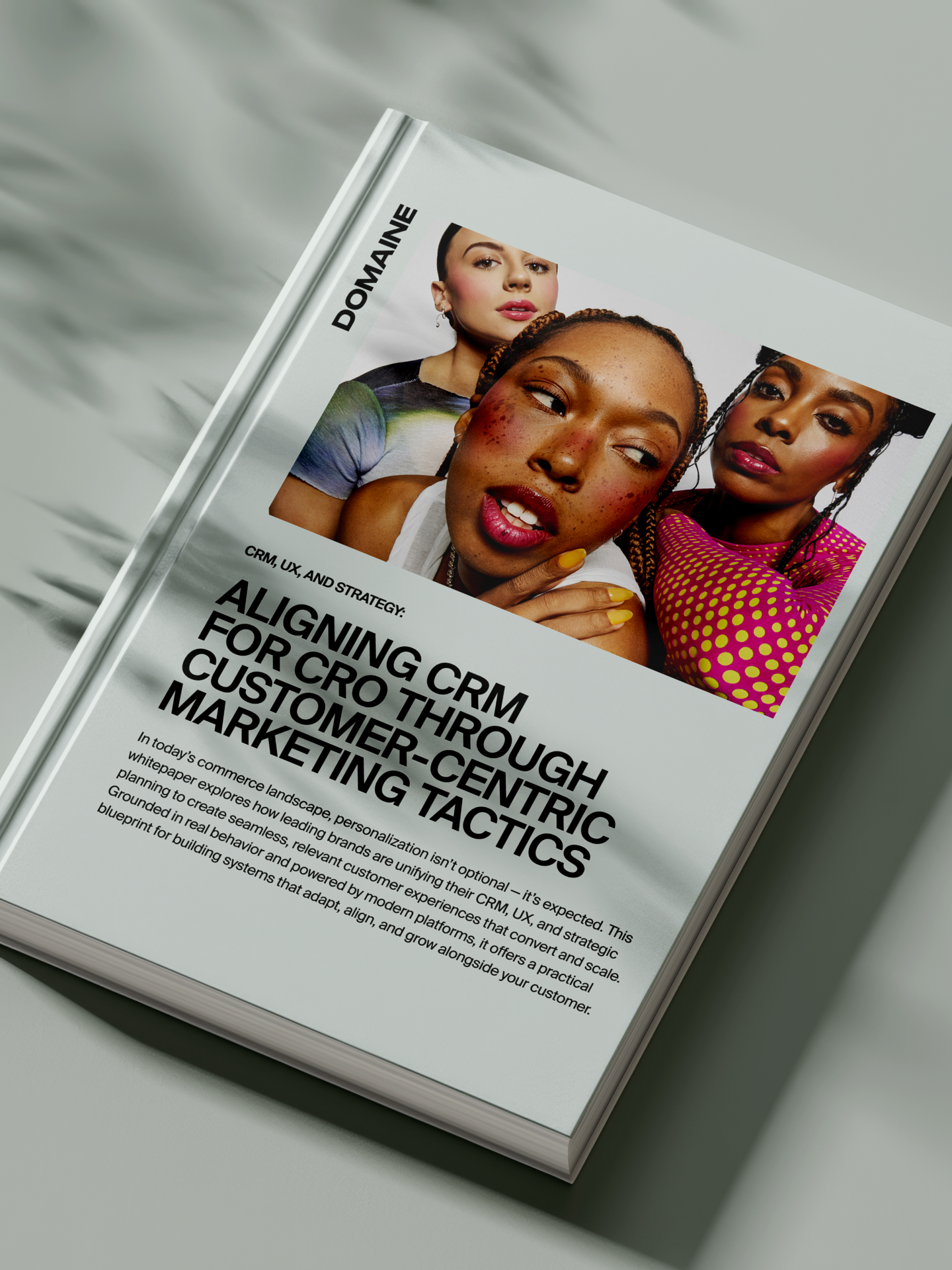 Mockup of CRM for CRO whitepaper on a green background