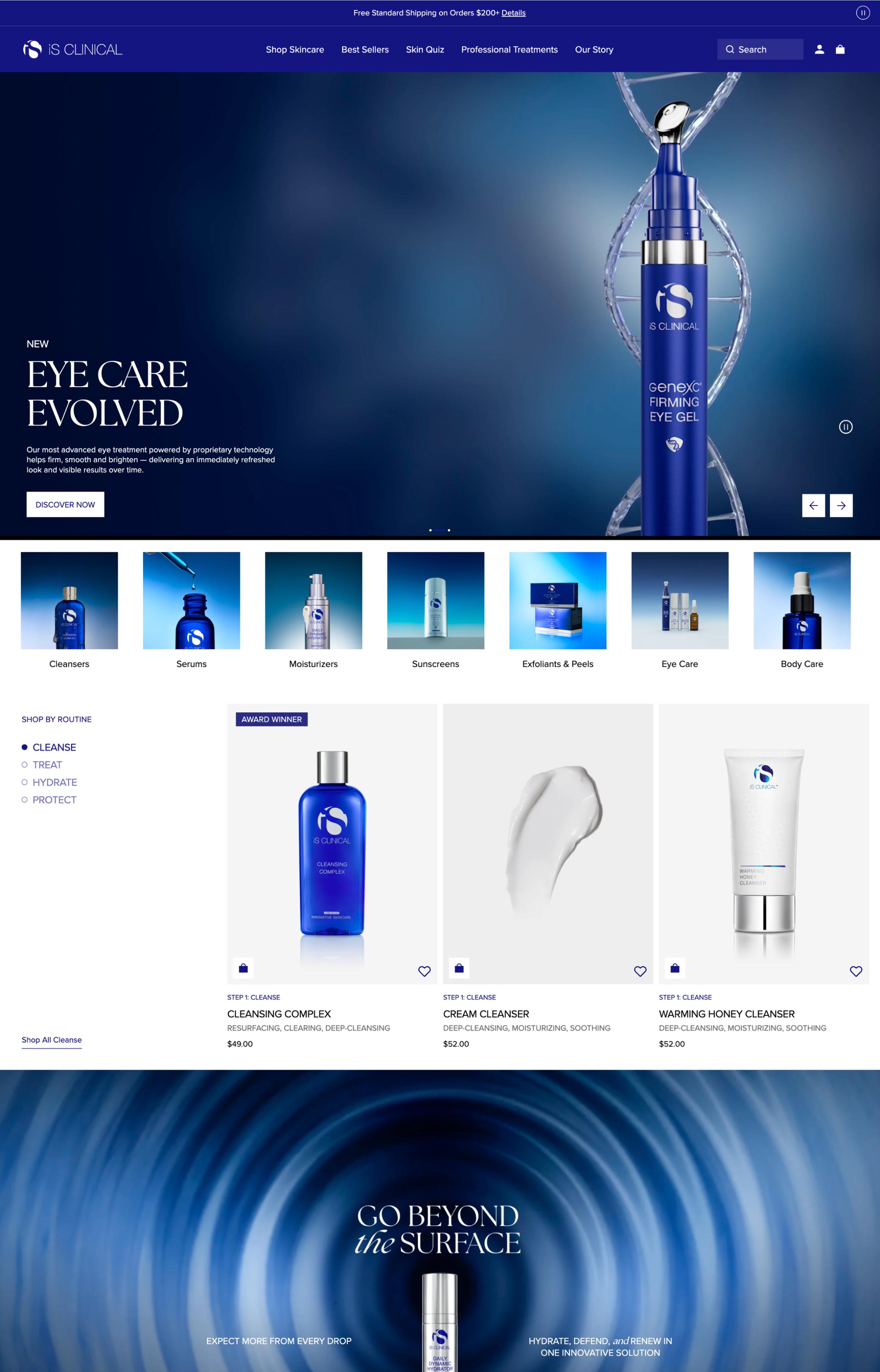 iS Clinical homepage screenshot
