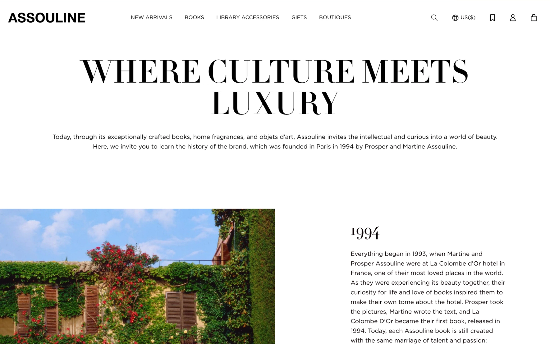 Desktop screenshot of Assouline homepage quote section