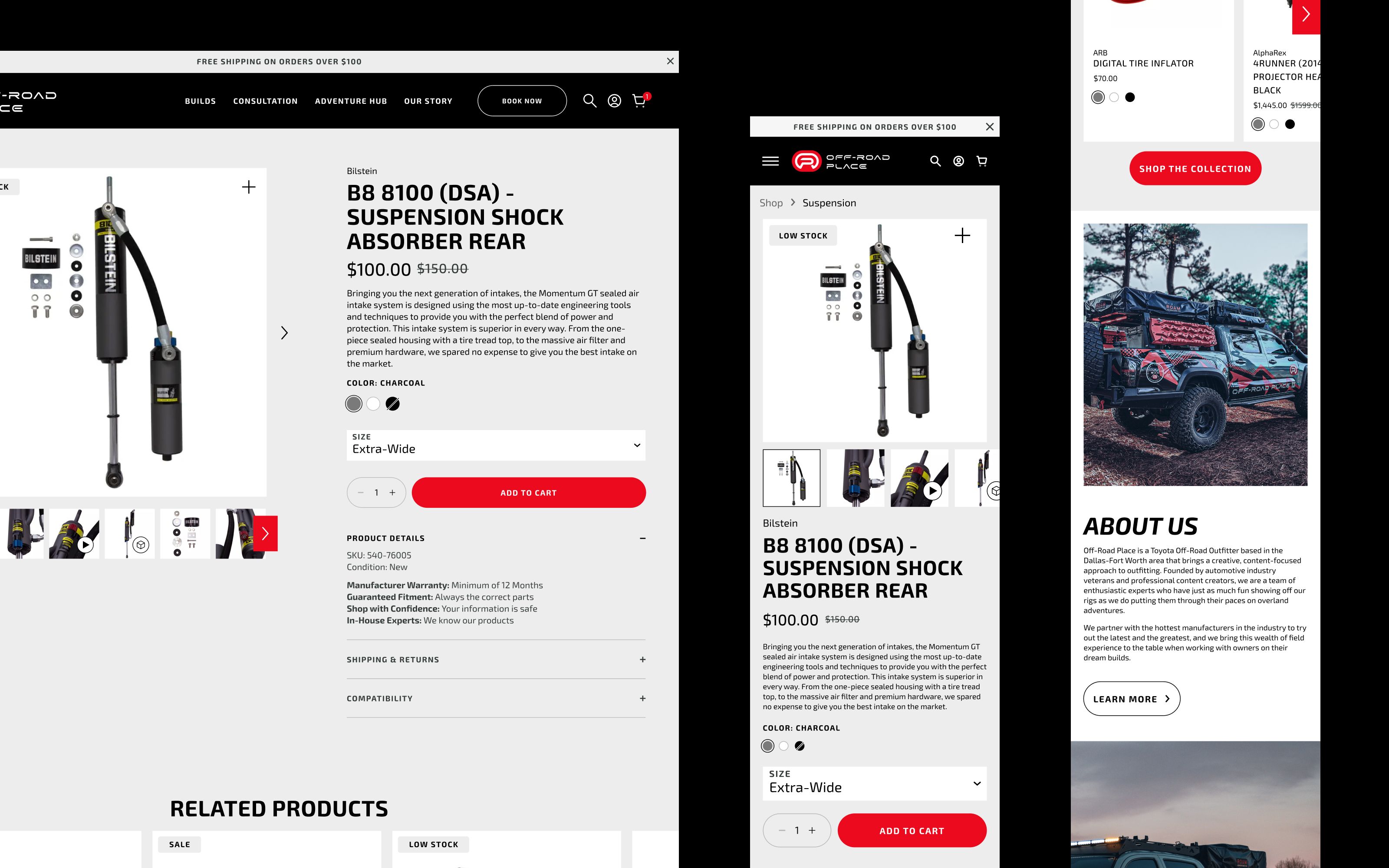 PDP on desktop and mobile