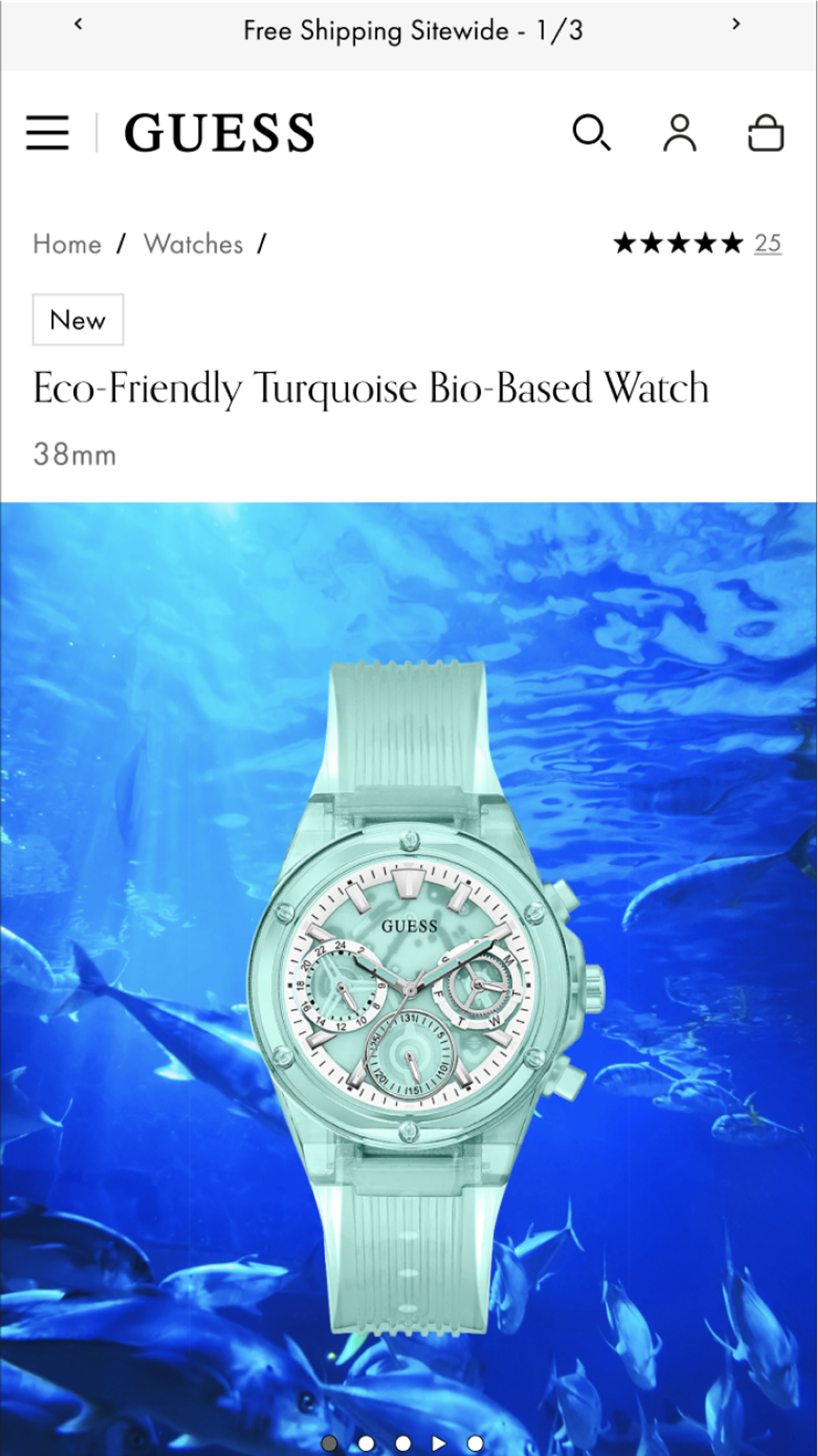 Mobile screenshot of Guess Watches' product page