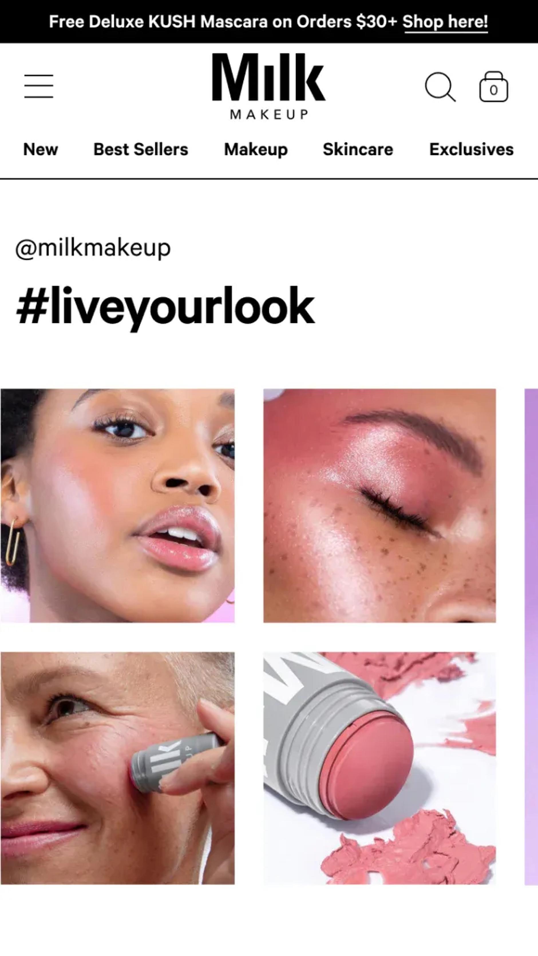 Mobile screenshot of Milk's social feed