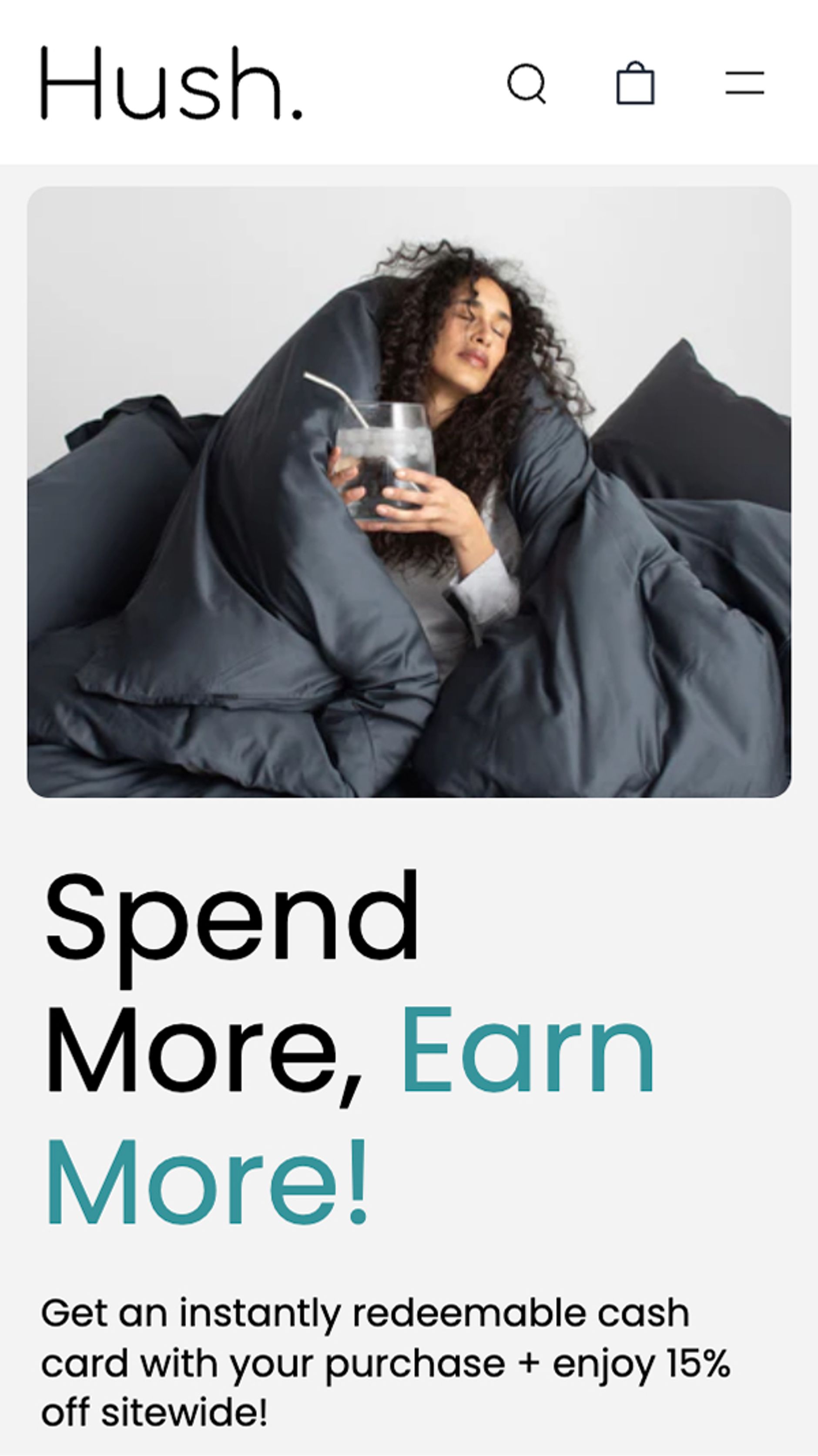 Screenshot of Hush Mobile Homepage