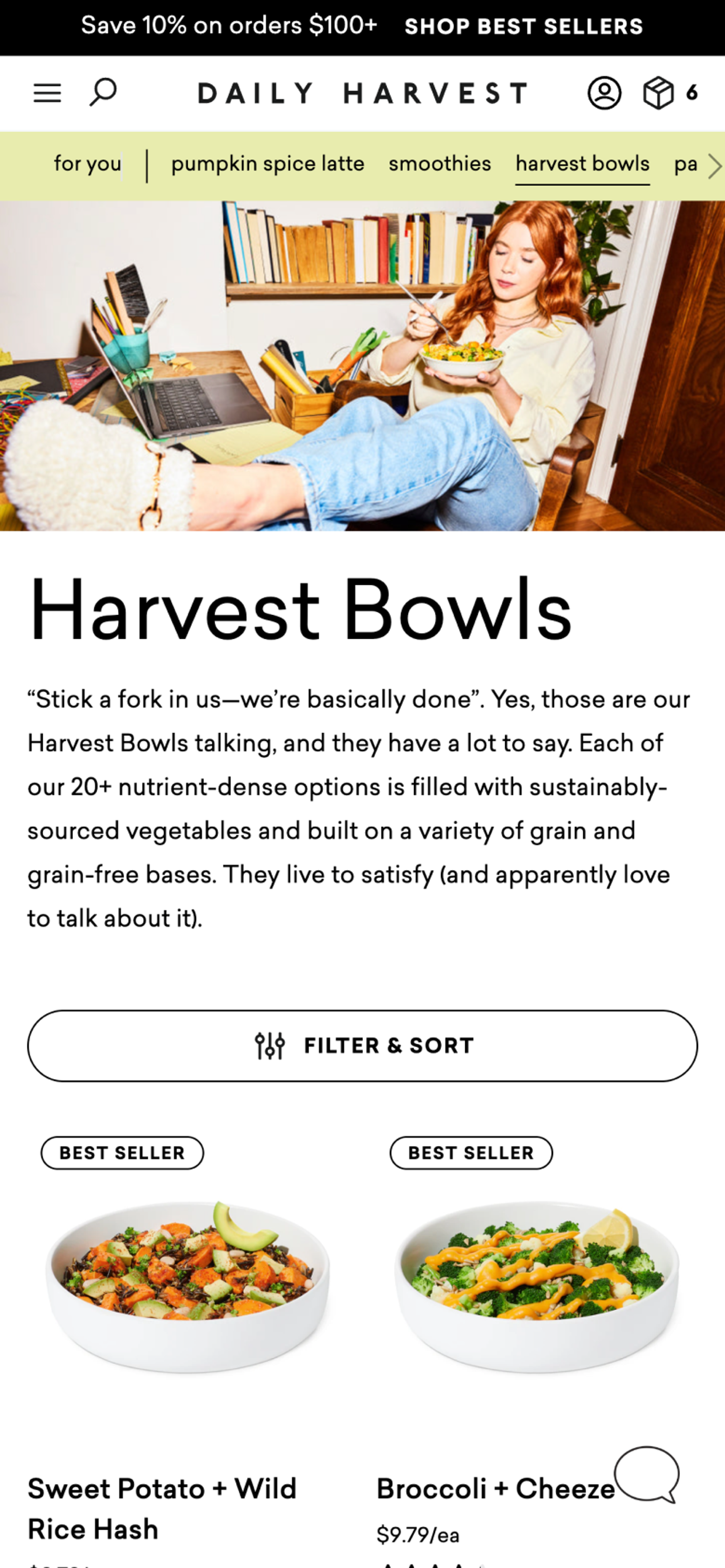 Daily Harvest product listing page