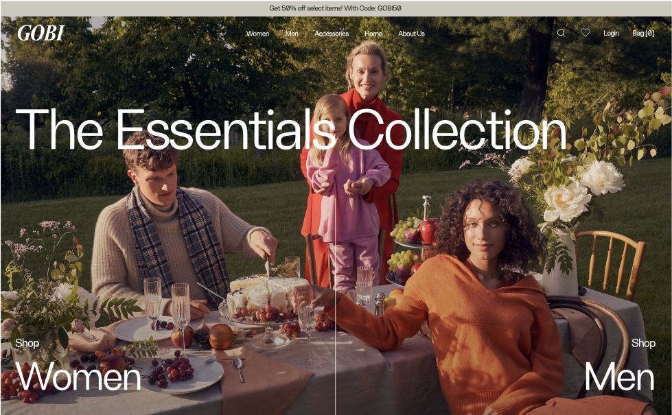 Desktop design for the hero of Gobi's homepage