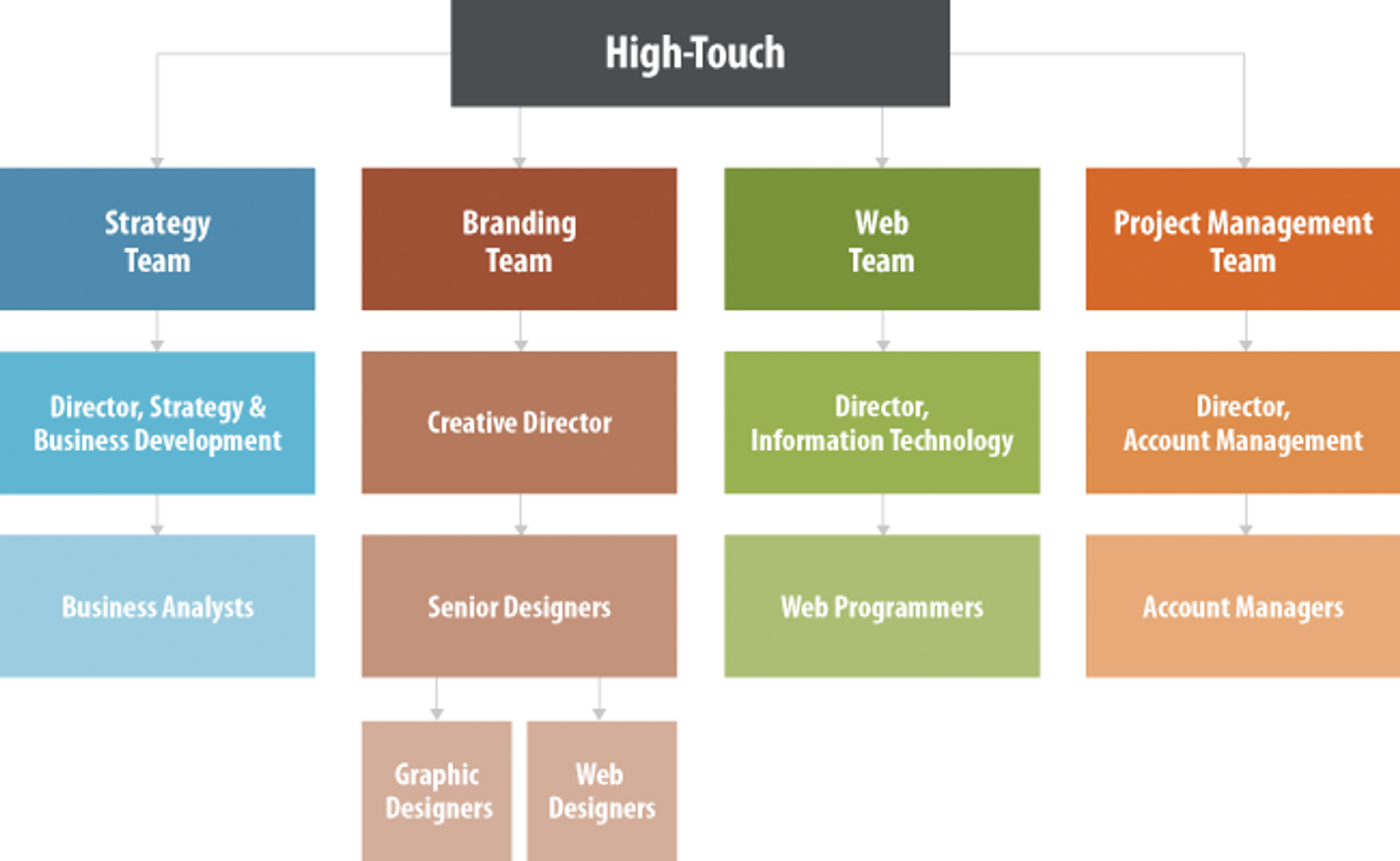 Graphic showing a team structure for a High-Touch org structure