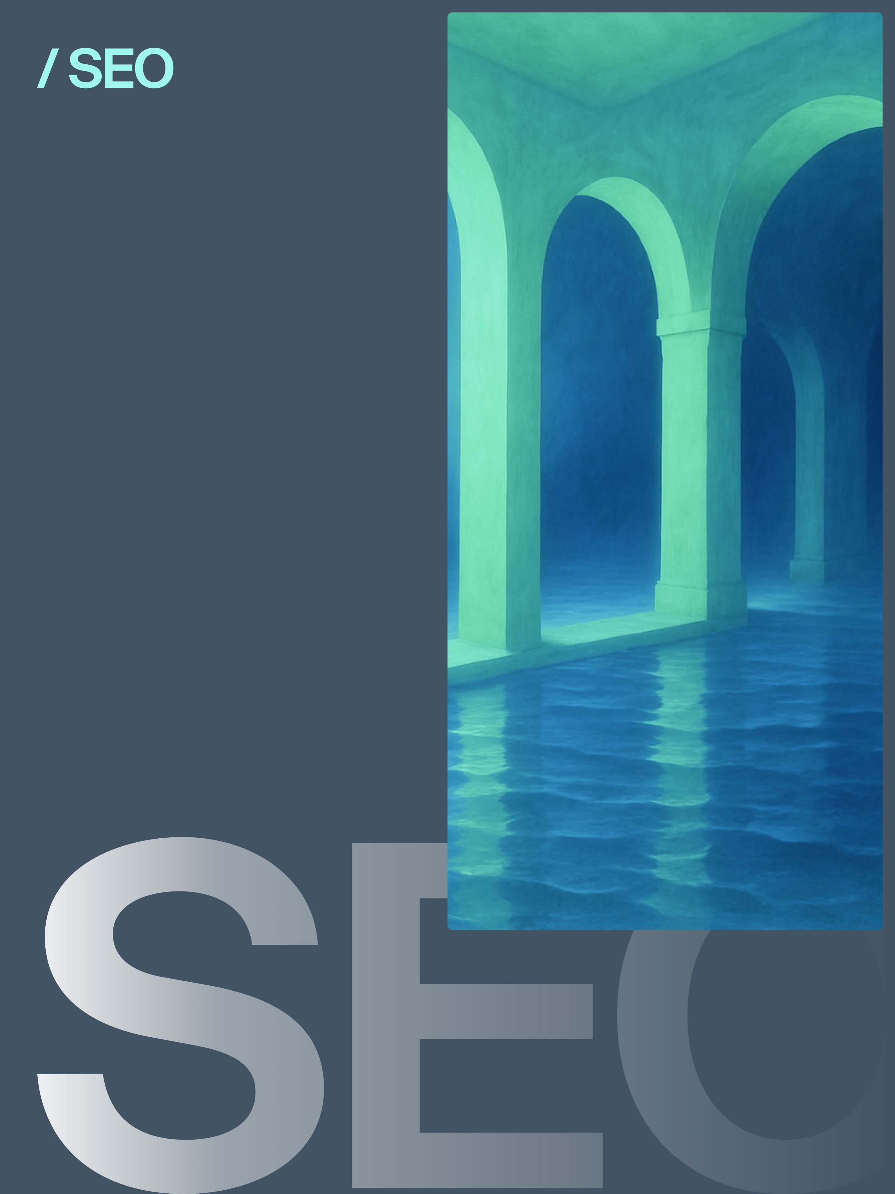 SEO text with an abstract green image