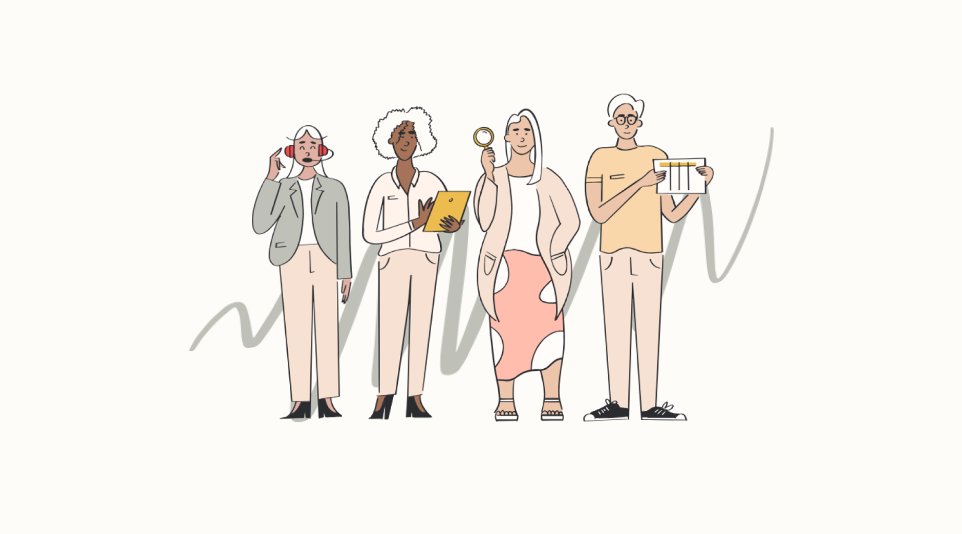 Drawing of four people representing the four SupportNinja service offerings