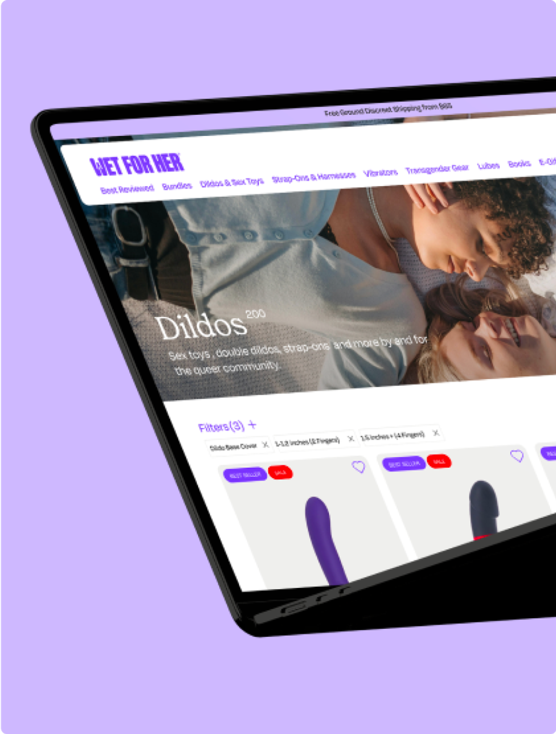 Laptop mockup of Wet For Her website