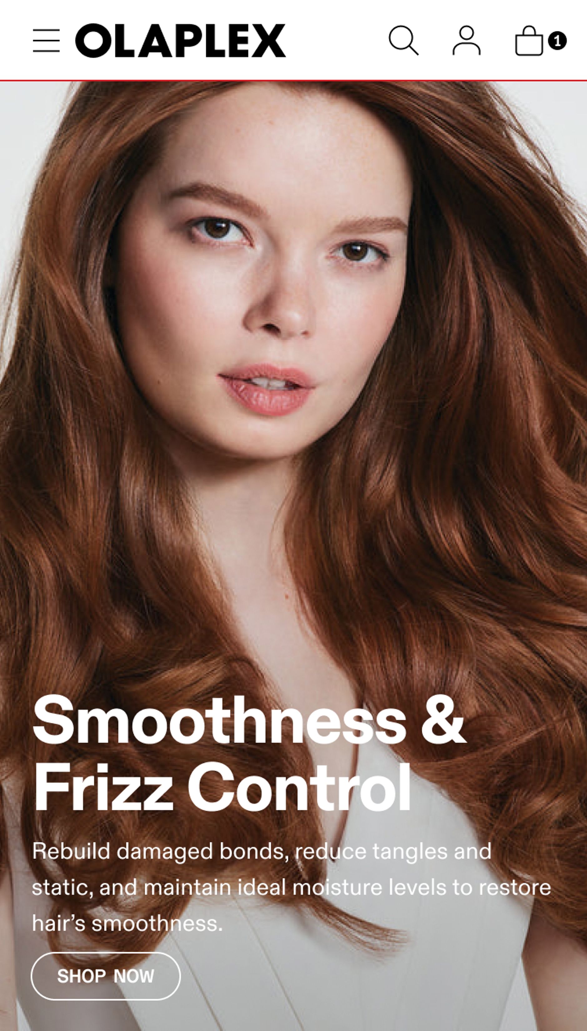 Screenshot of Olaplex Mobile Site Home