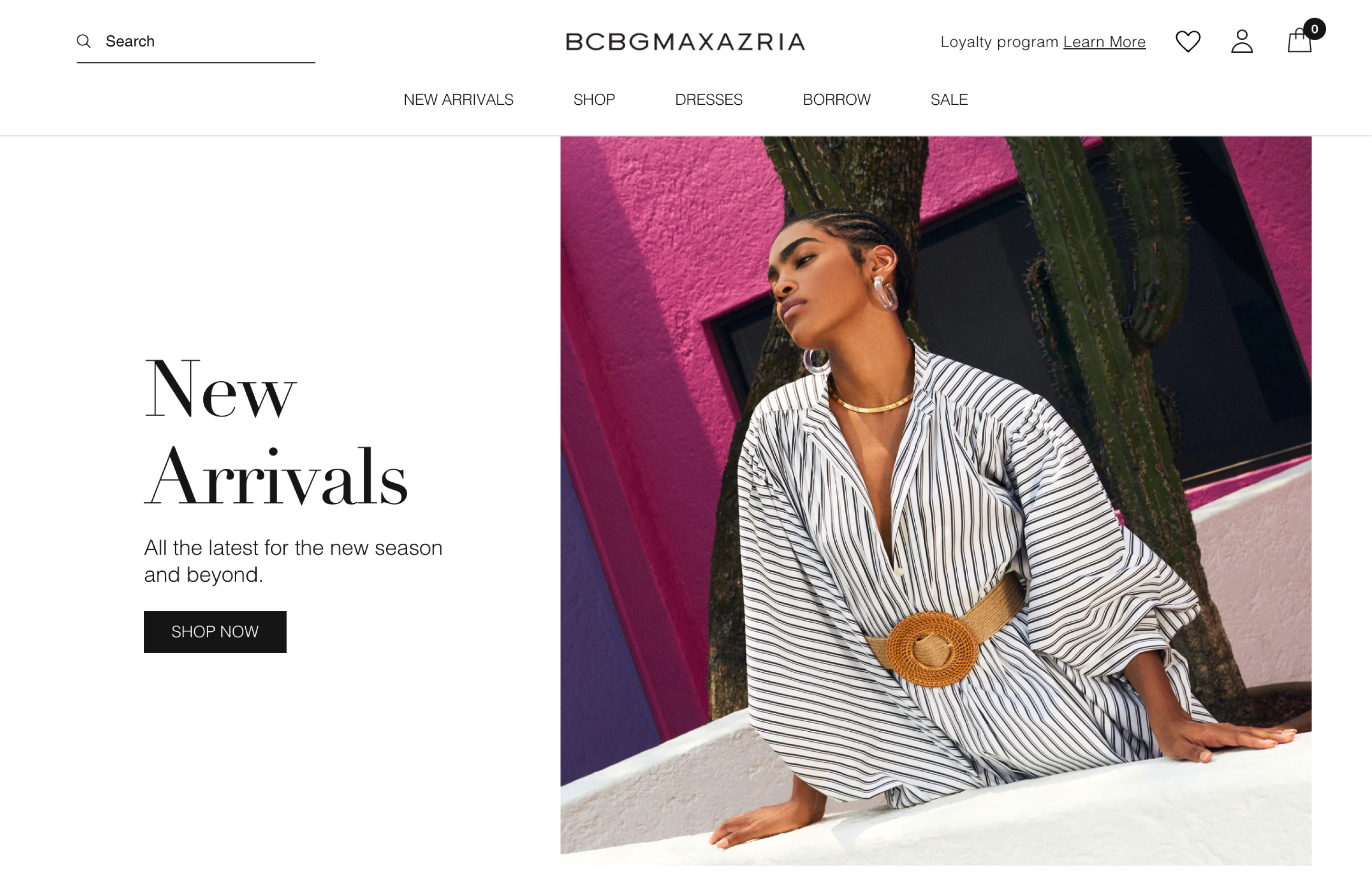 Screenshot of BCBG's homepage hero