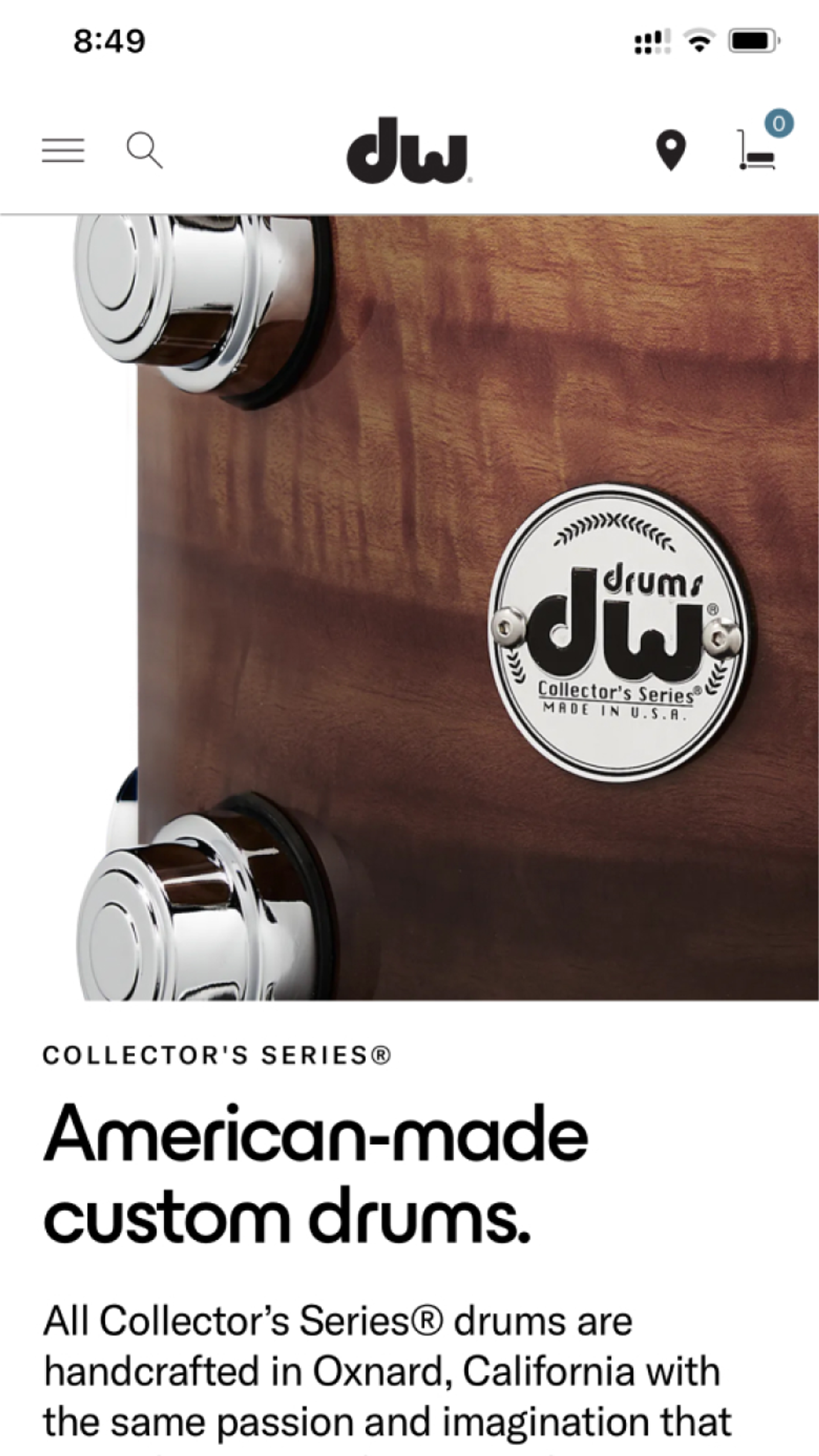 Mobile screenshot of DW Drums PLP