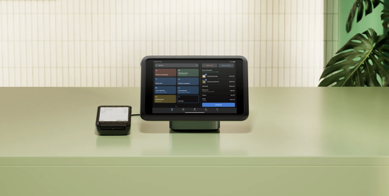 Shopify POS system on a counter