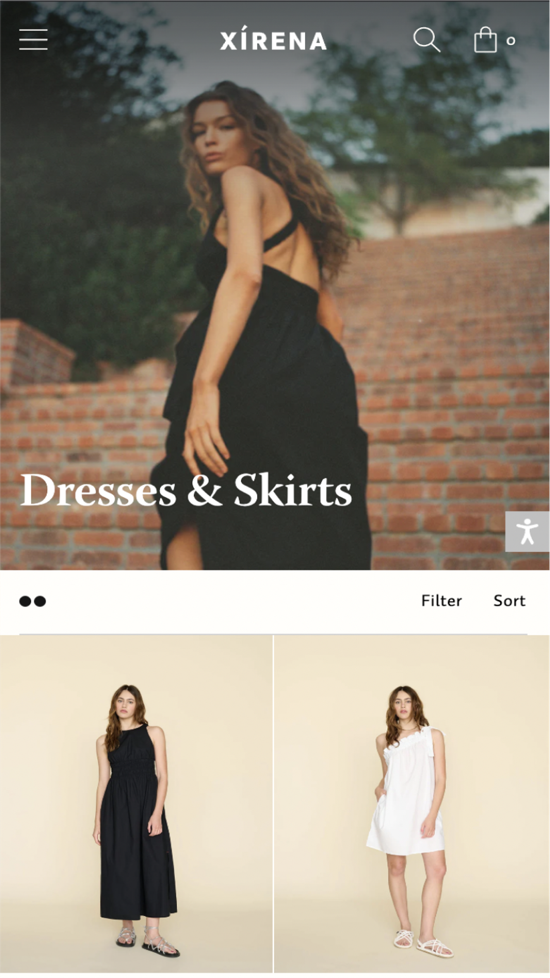 Mobile screenshot of Xirena's PLP hero