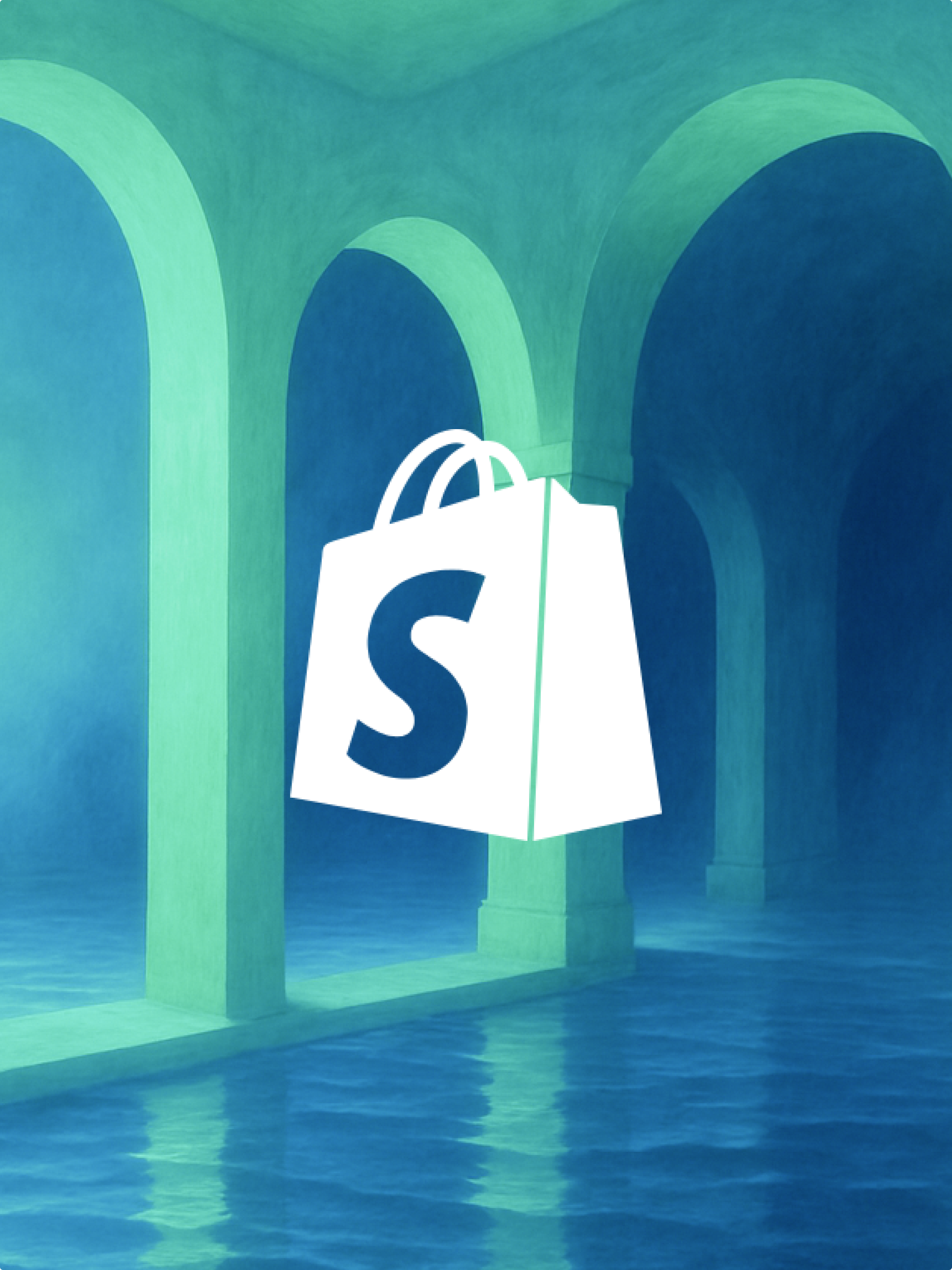 Abstract building background with the Shopify logo on top