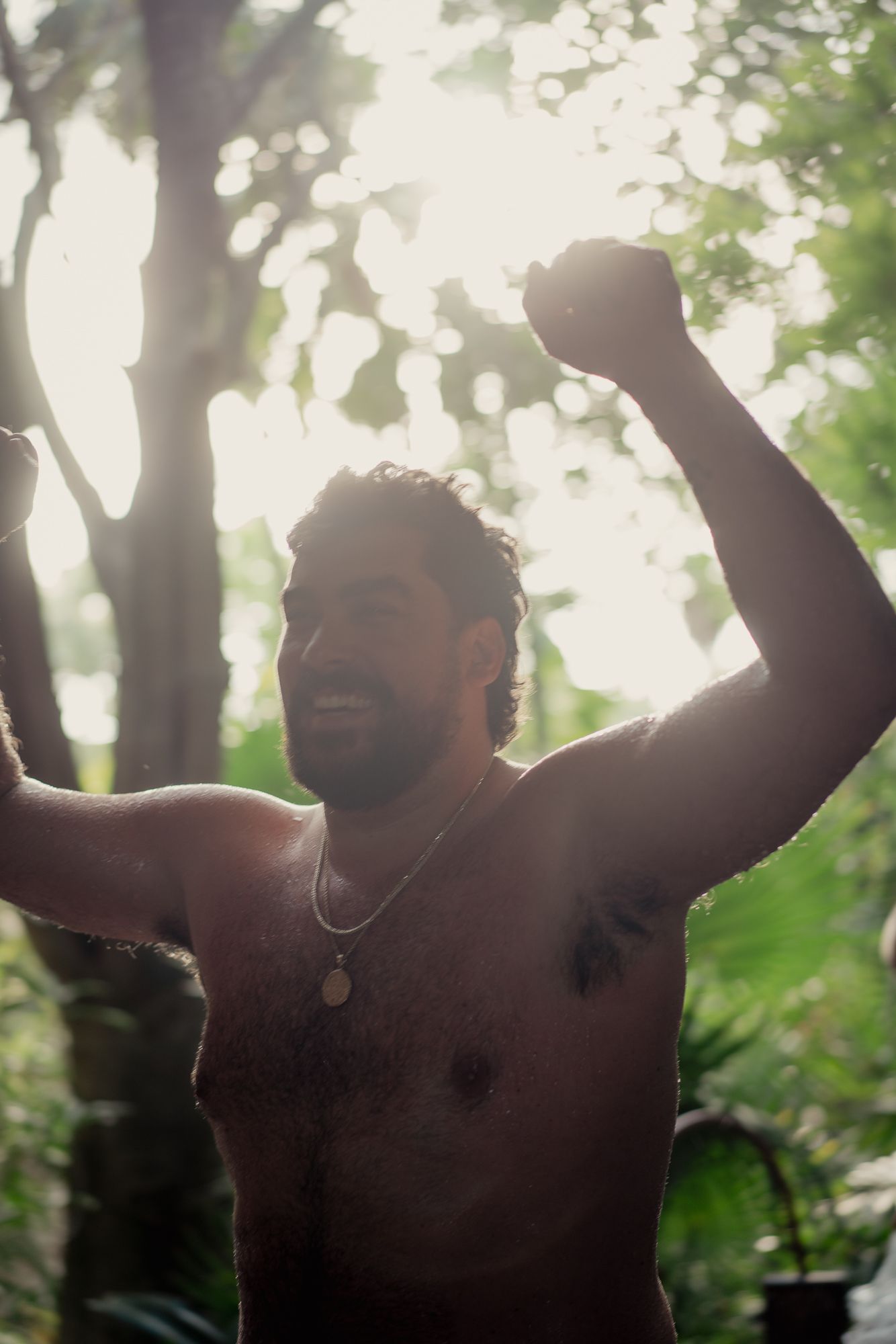 Mac cheering after his ice bath