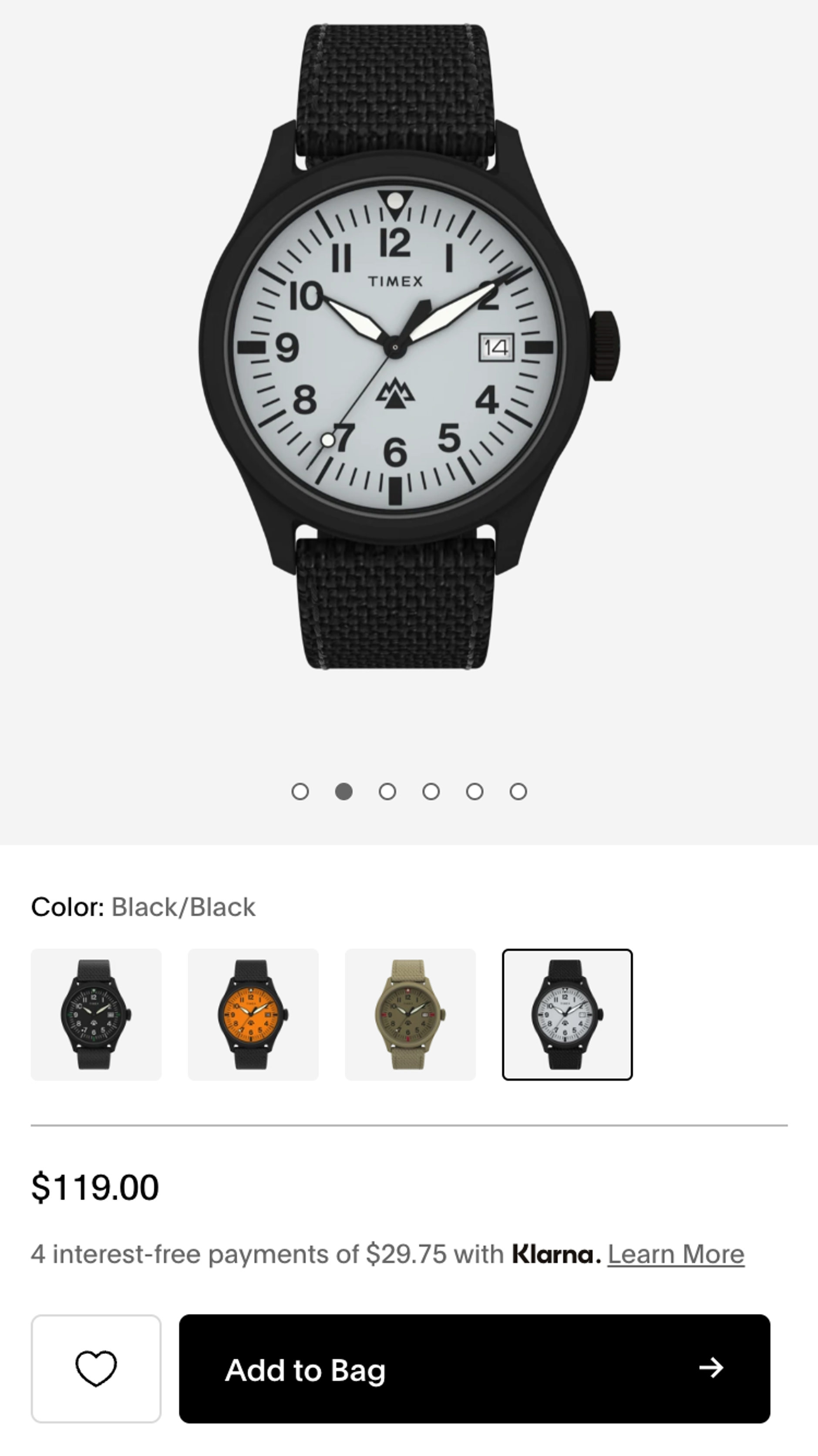 Mobile screenshot of Timex PDP