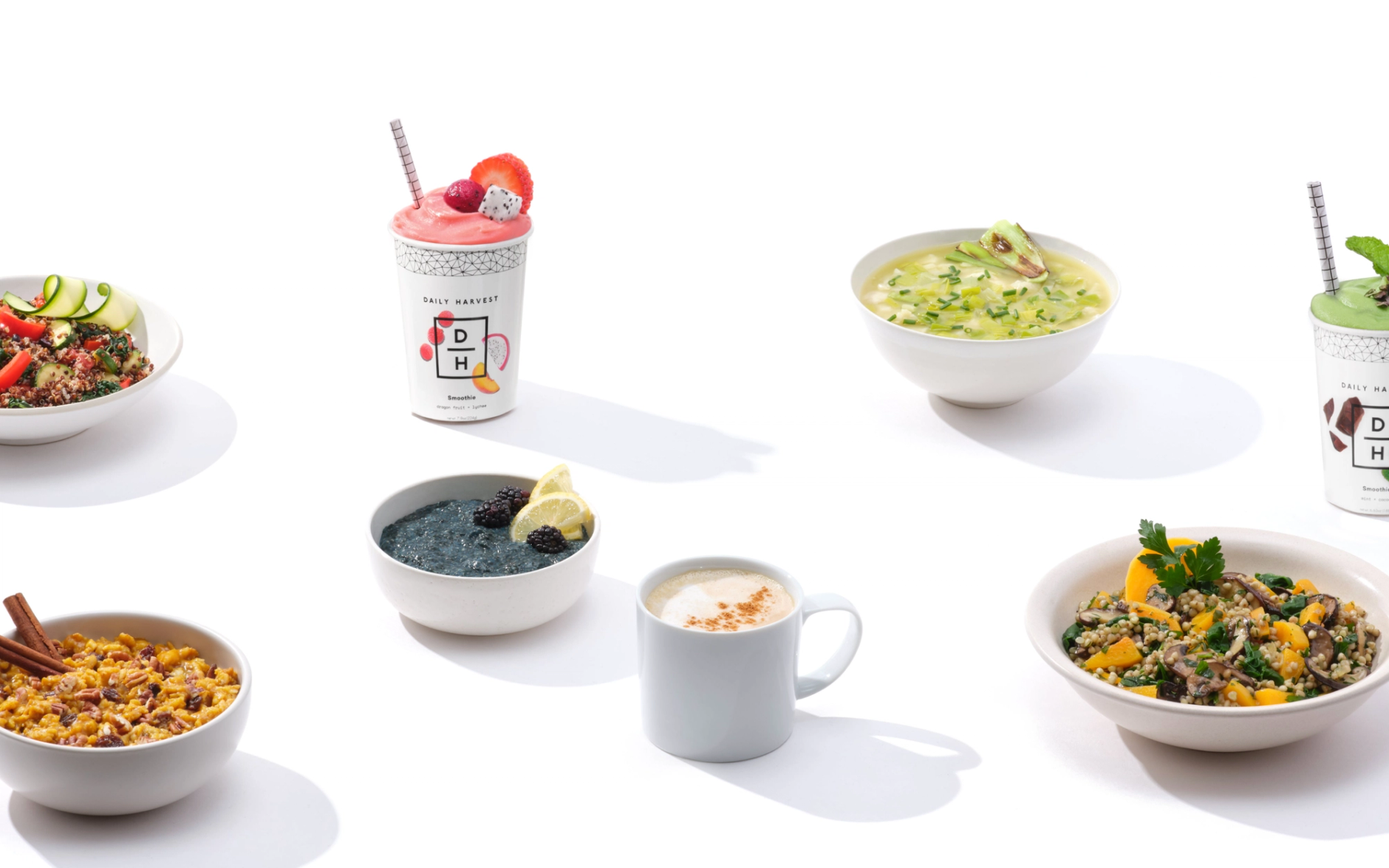 Daily Harvest products on a white background