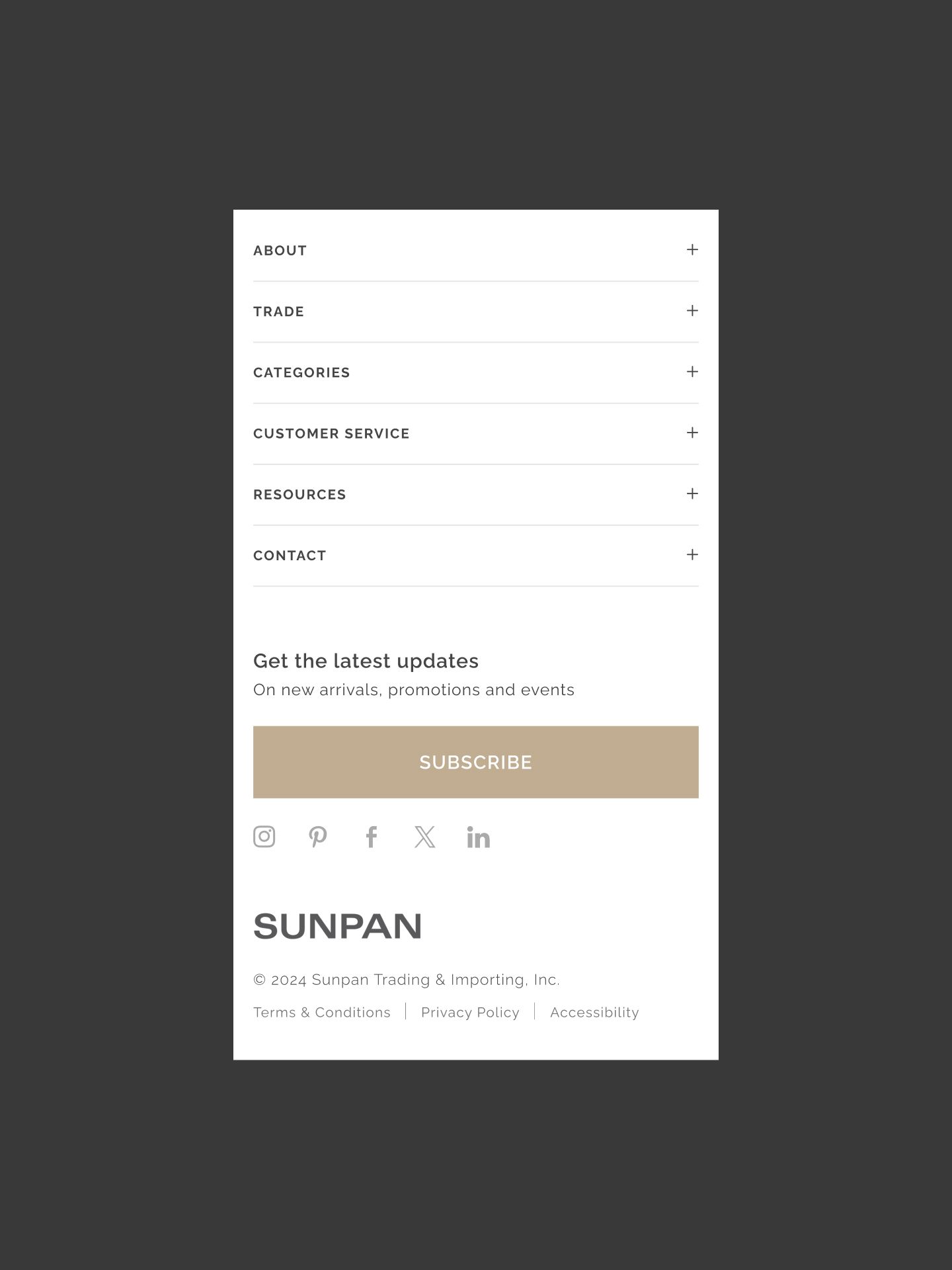 Sunpan Mobile Footer