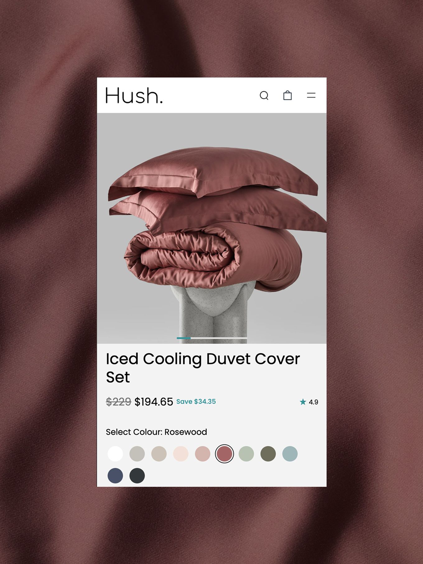 Screenshot of Hush Desktop Site Featuring Shop the Look