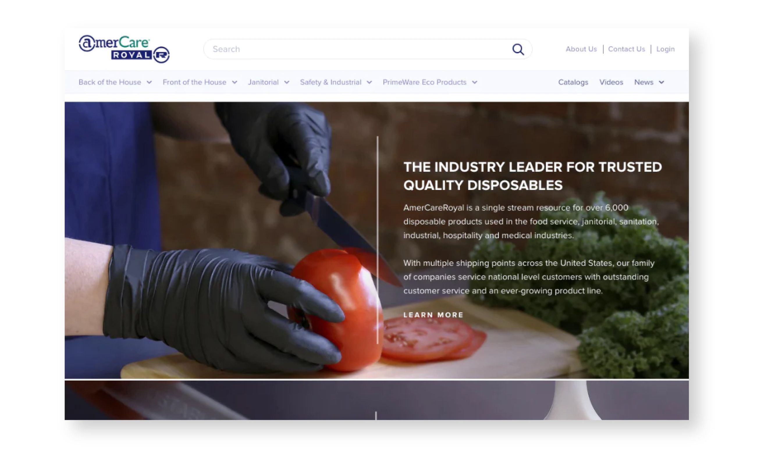 Desktop screenshot of AmerCare Royal homepage