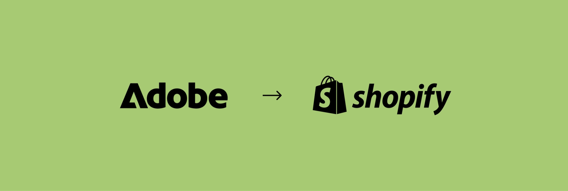 Adobe to Shopify logo on a green background