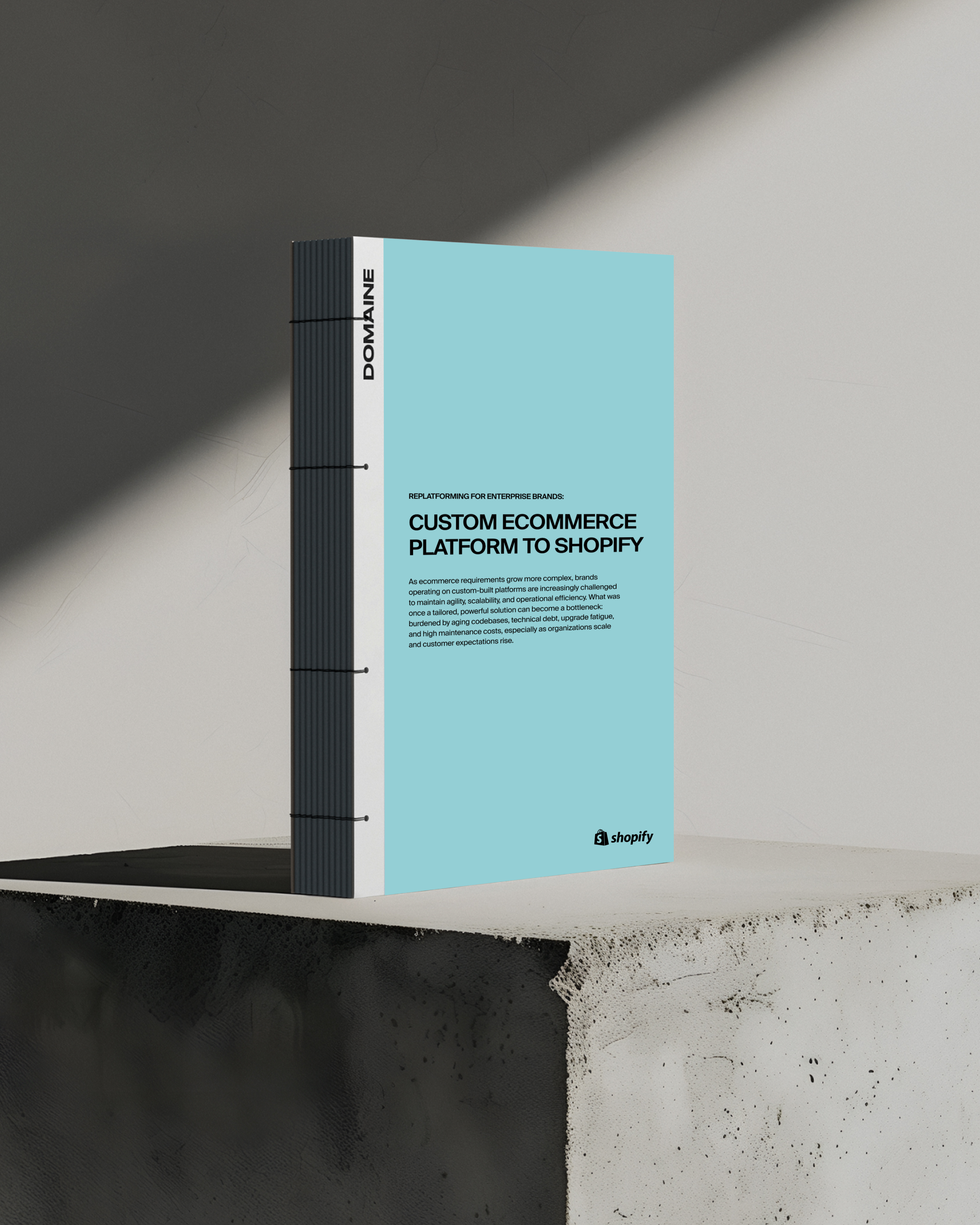 Mockup of custom migration guide on a grey background and cement block