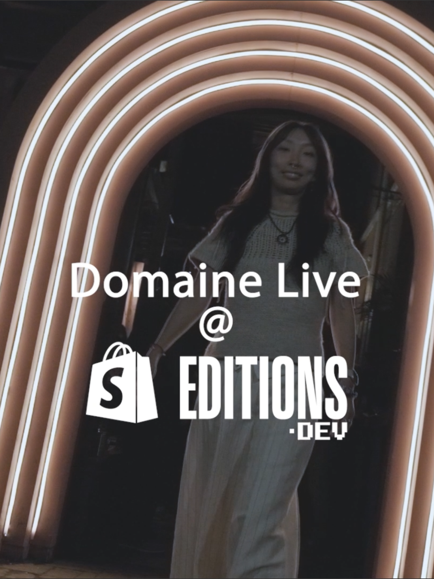 Domaine Live @ Editions.dev in white text, on a screenshot of our coverage video