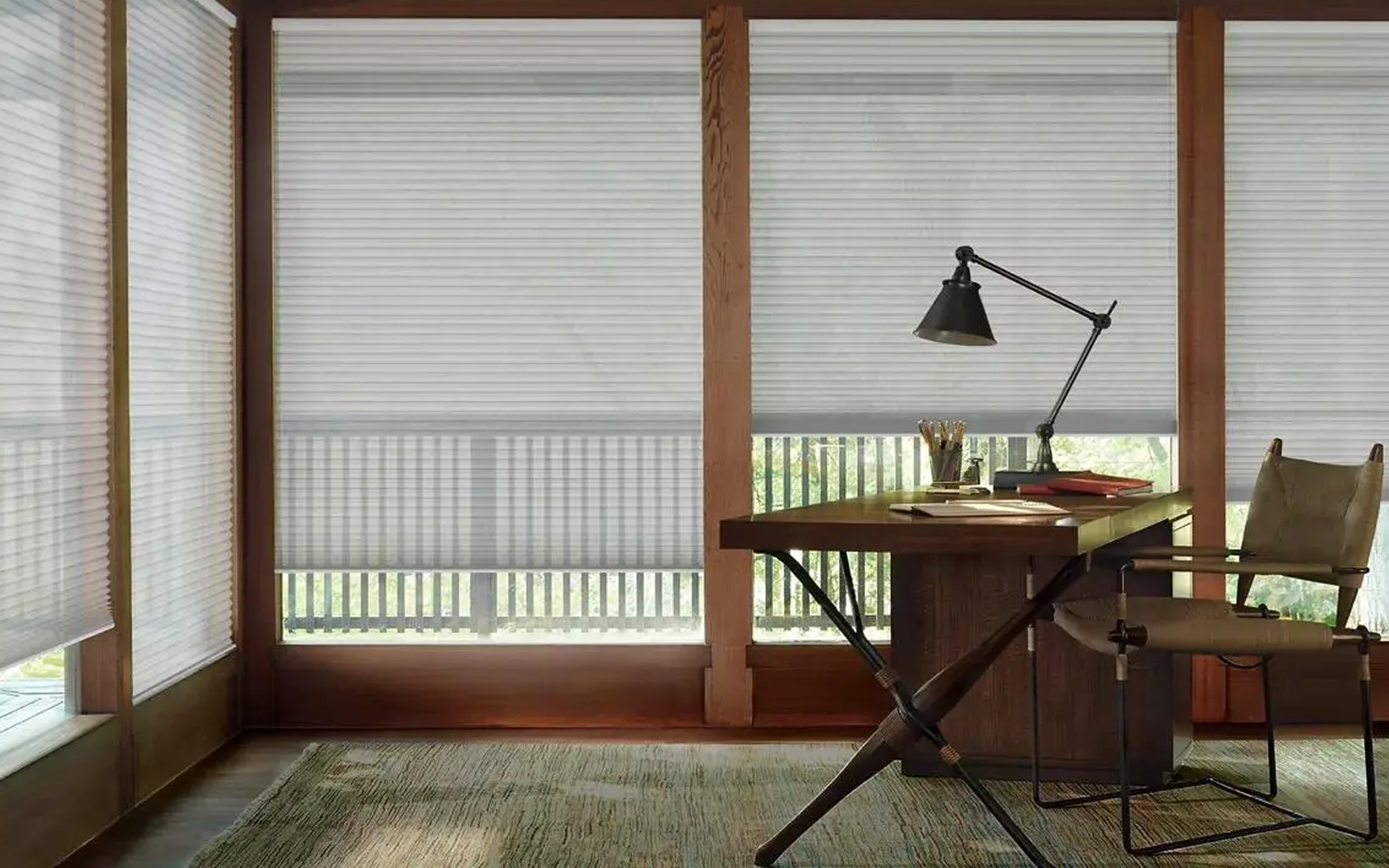 Working space with blinds from Hunter Douglas