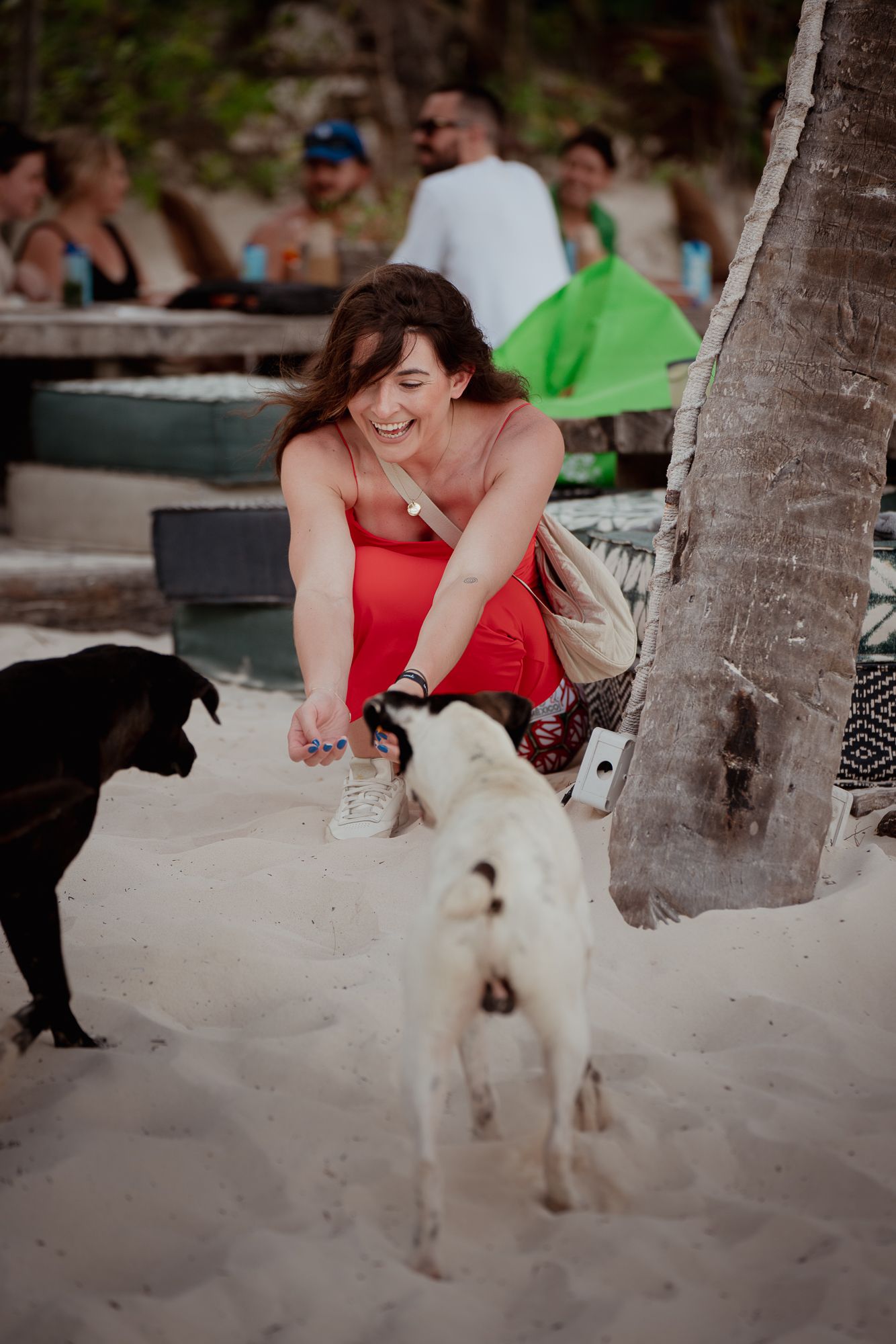Katherin saying hi to local dogs
