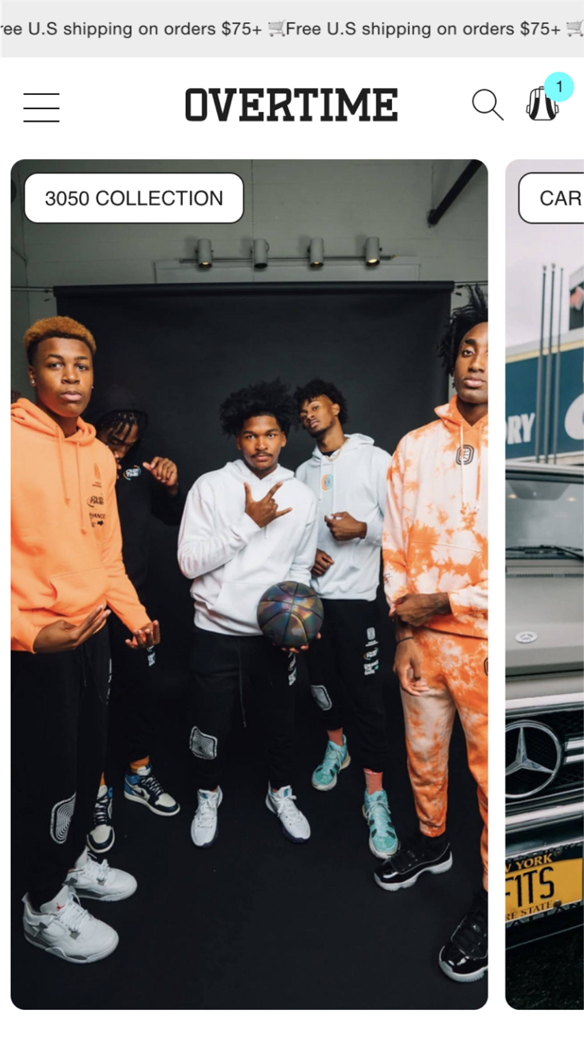 Mobile screenshot of Overtime's homepage hero