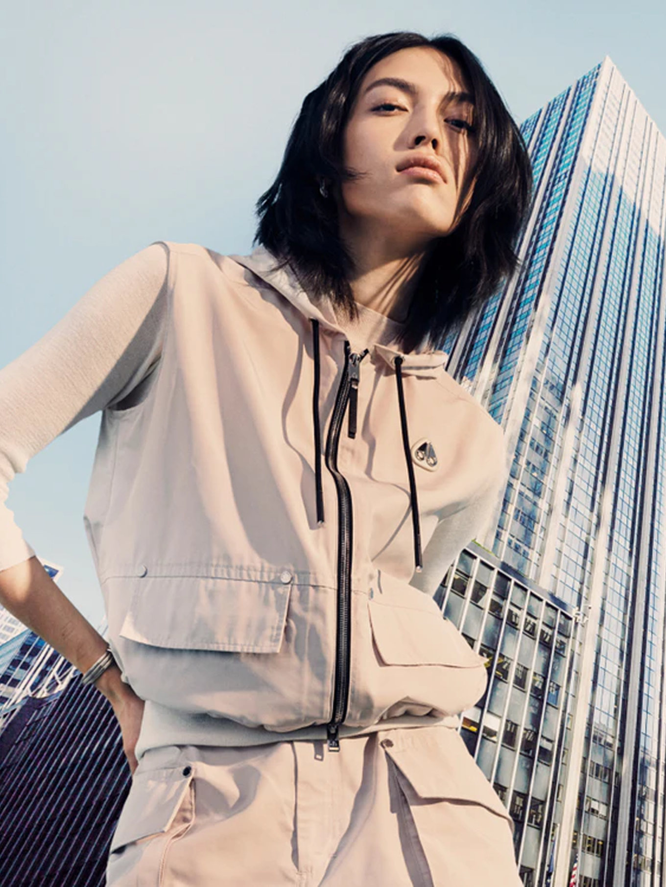 Girl modeling in Moose Knuckles 