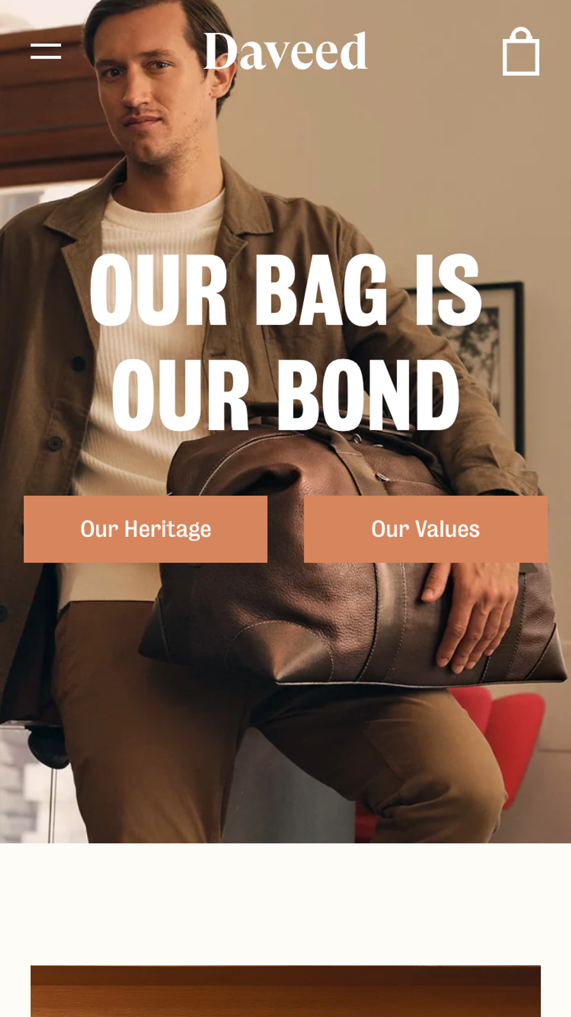 Mobile screenshot of Daveed homepage