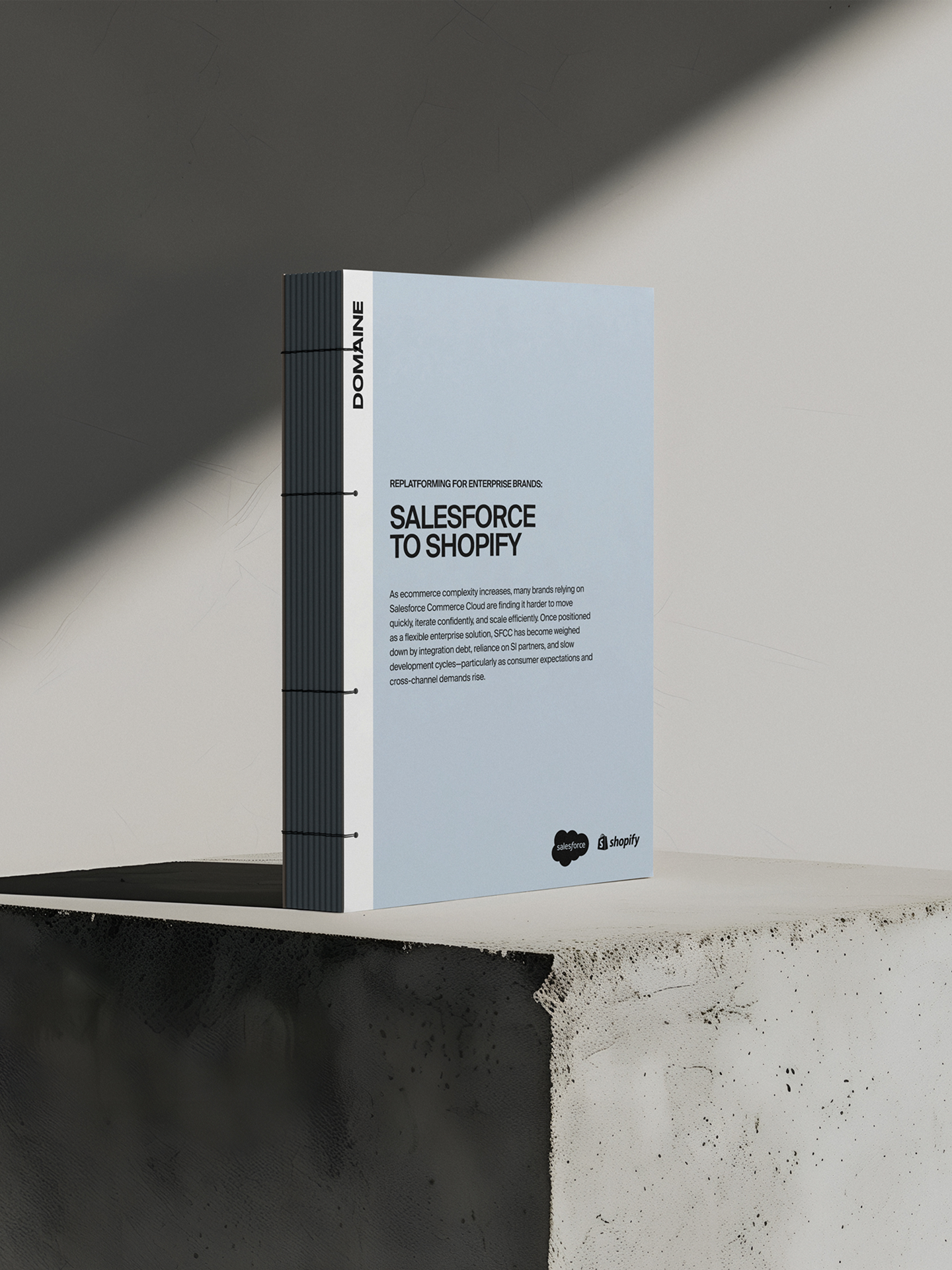 Mockup of SFCC whitepaper on a concrete block