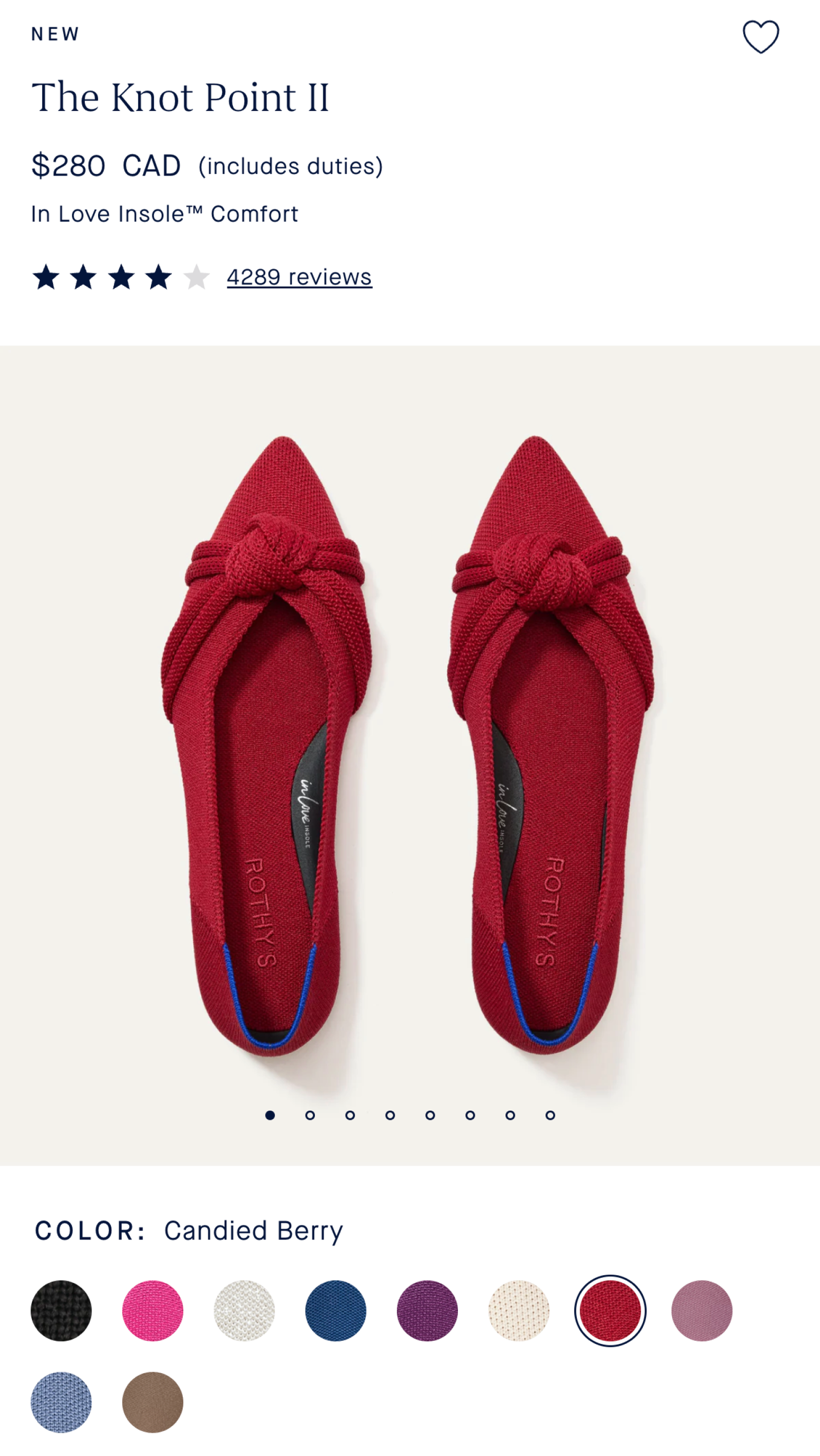 Rothy's product detail page