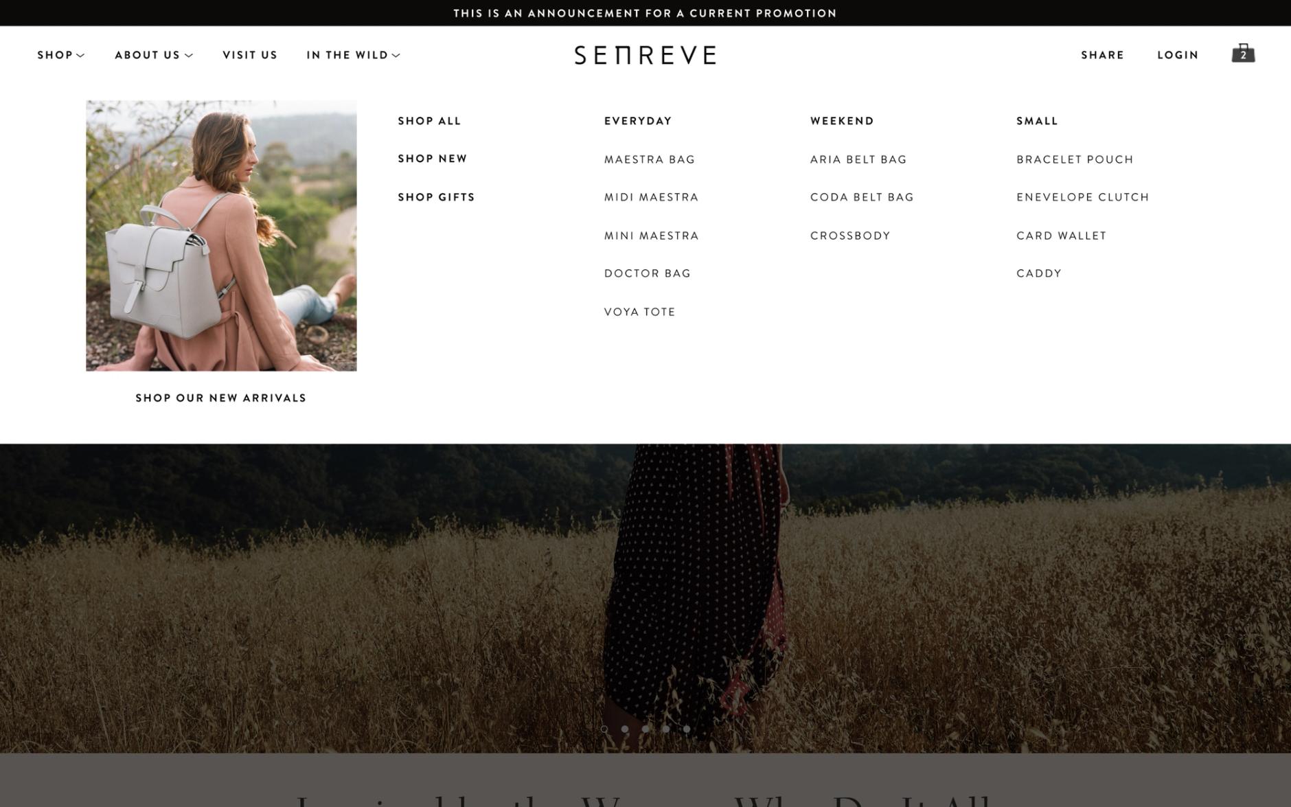 Senreve Mega Menu