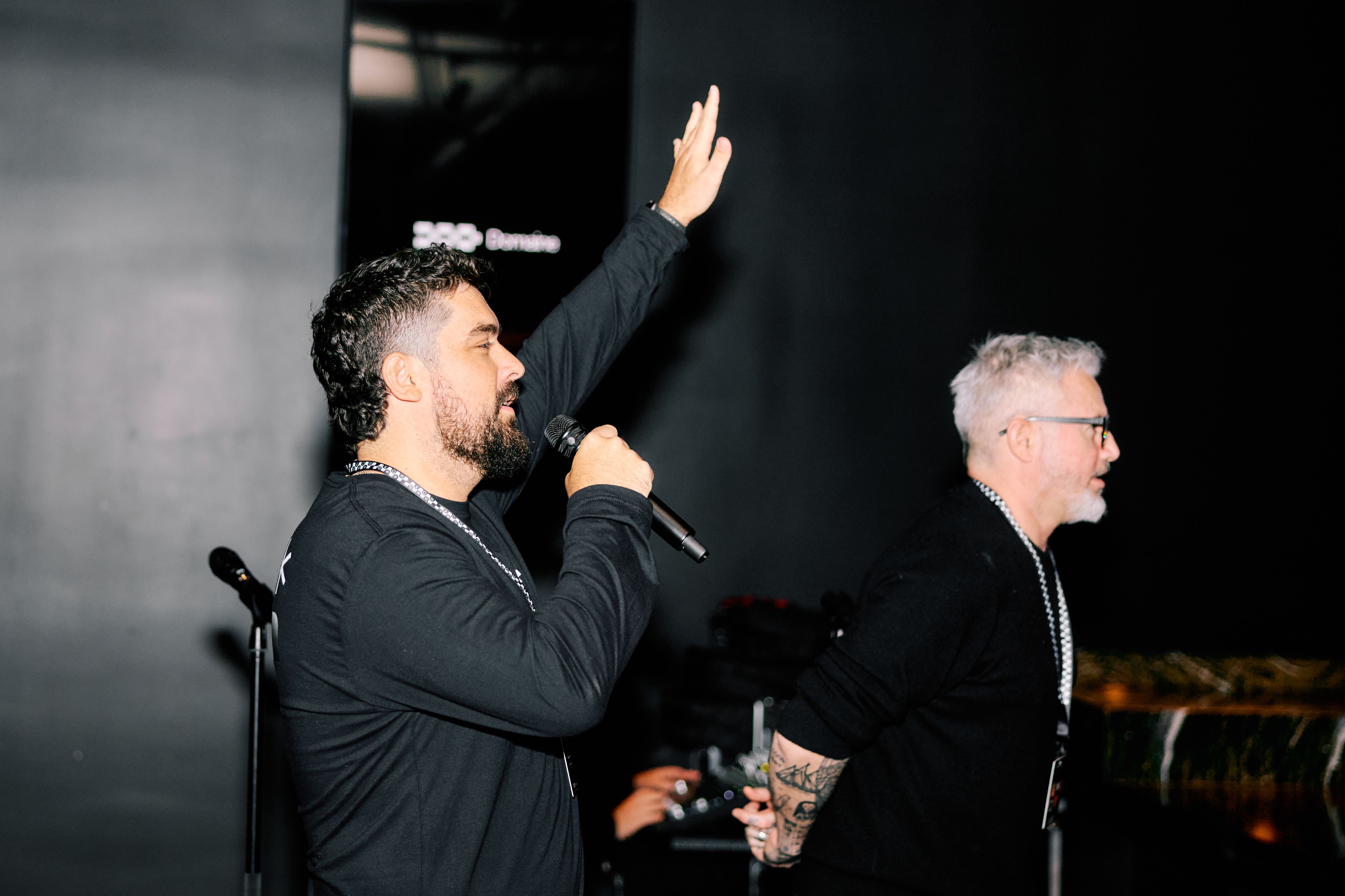 Mac and Marko giving a speech