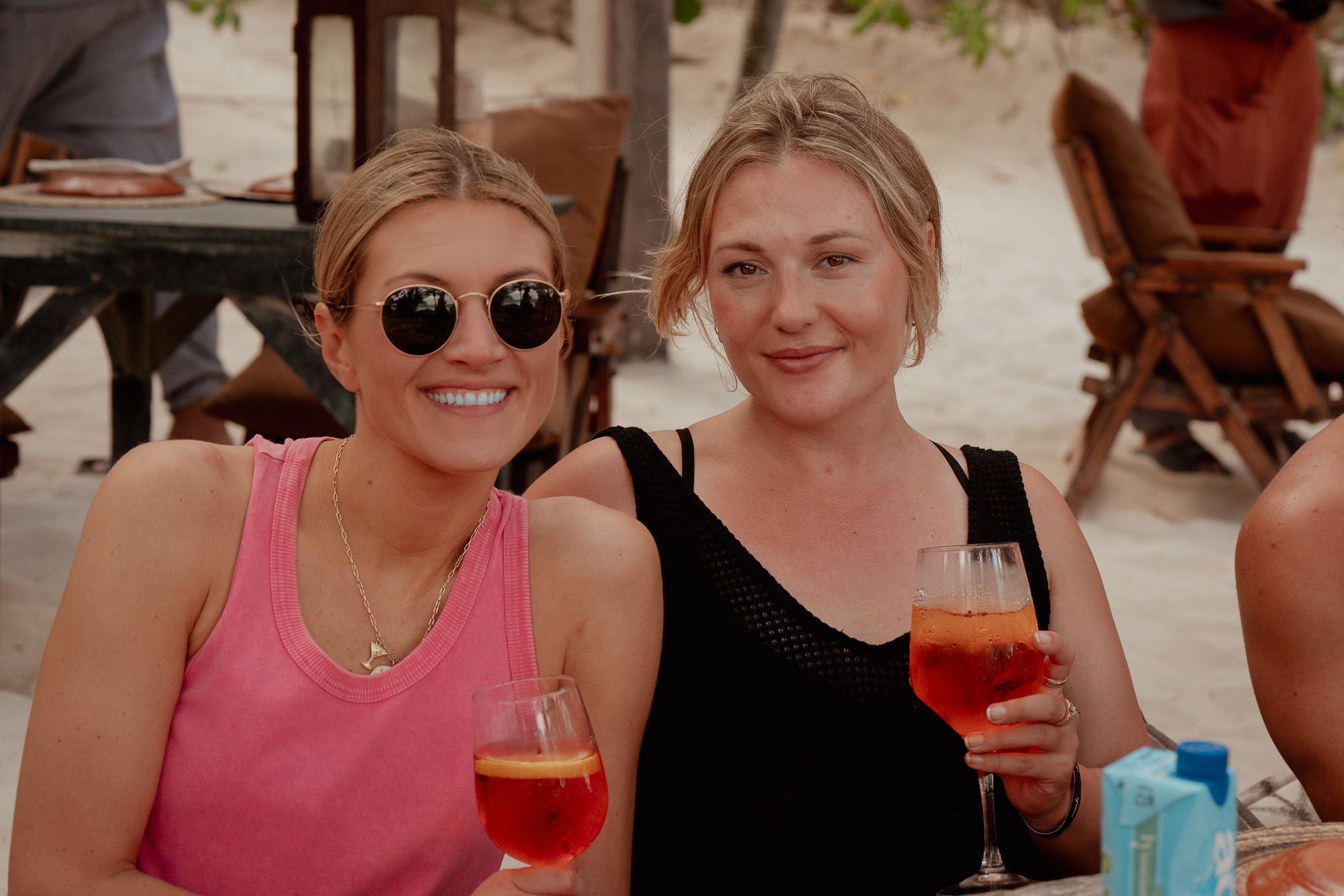 Christine and Ashley enjoying aperol spritzes