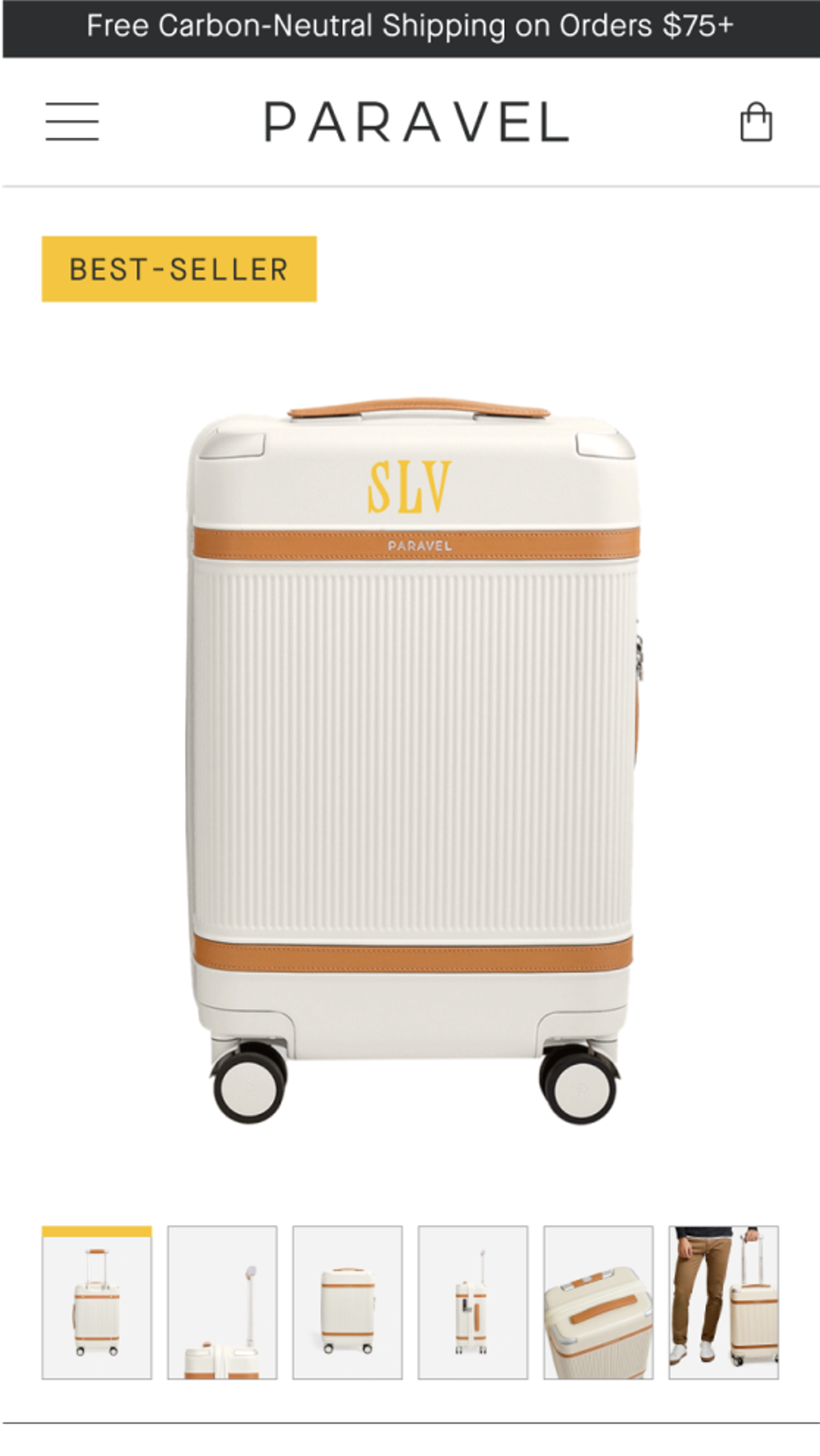 Mobile screenshot of Paravel's product image gallery