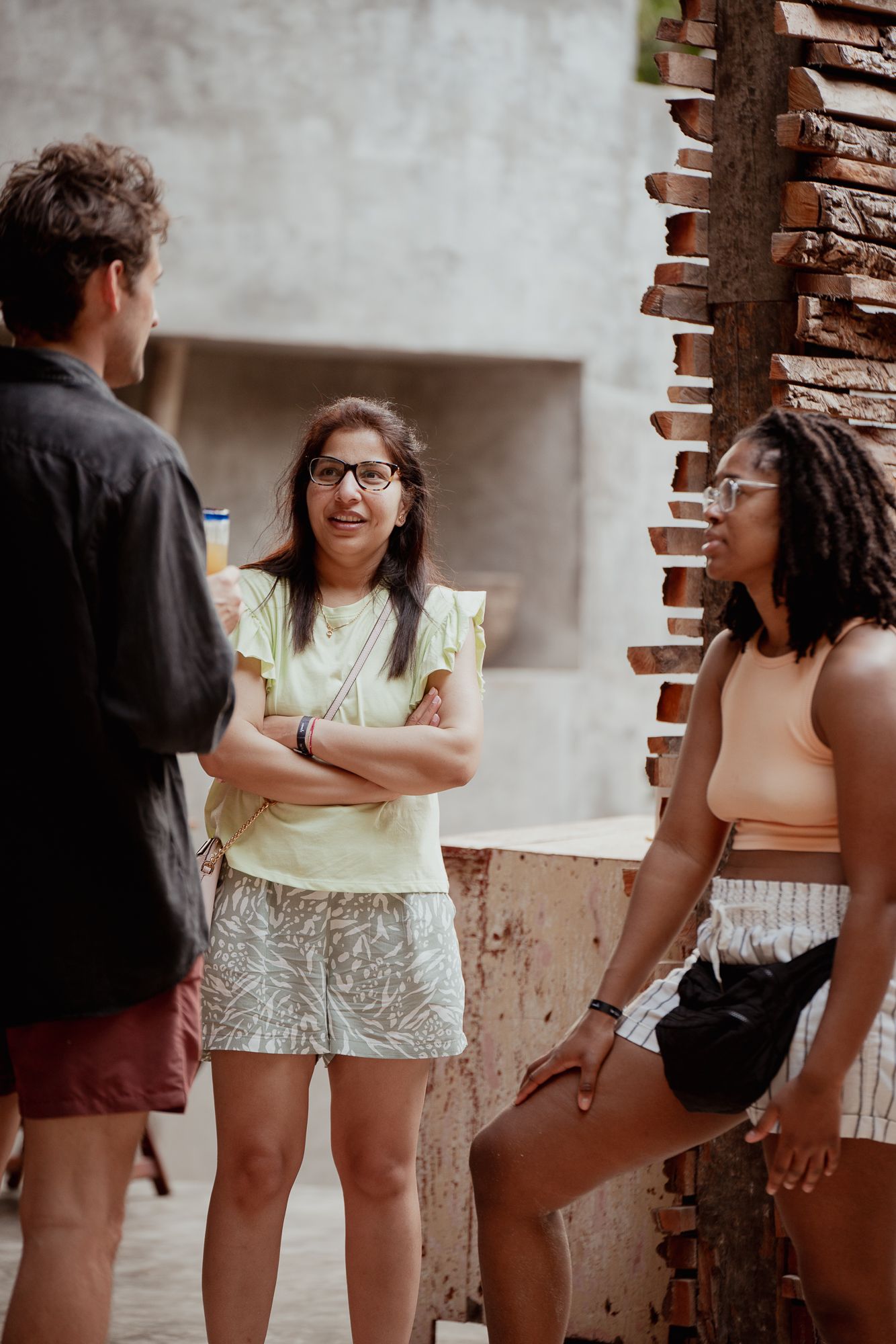 Domaine team chatting at the resort restaurant