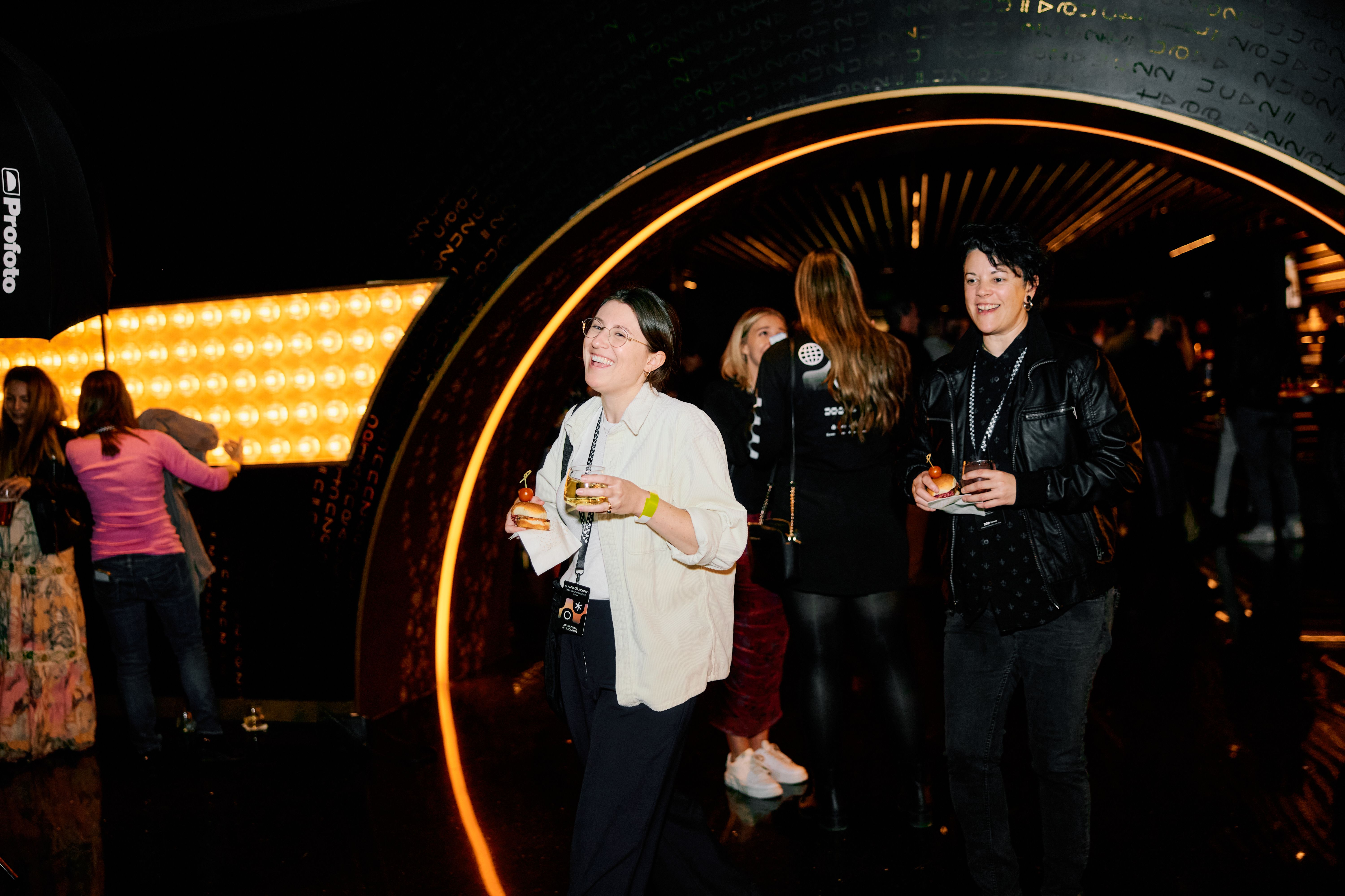 Guests enjoying the event in the Theory Lounge of the Las Vegas Sphere