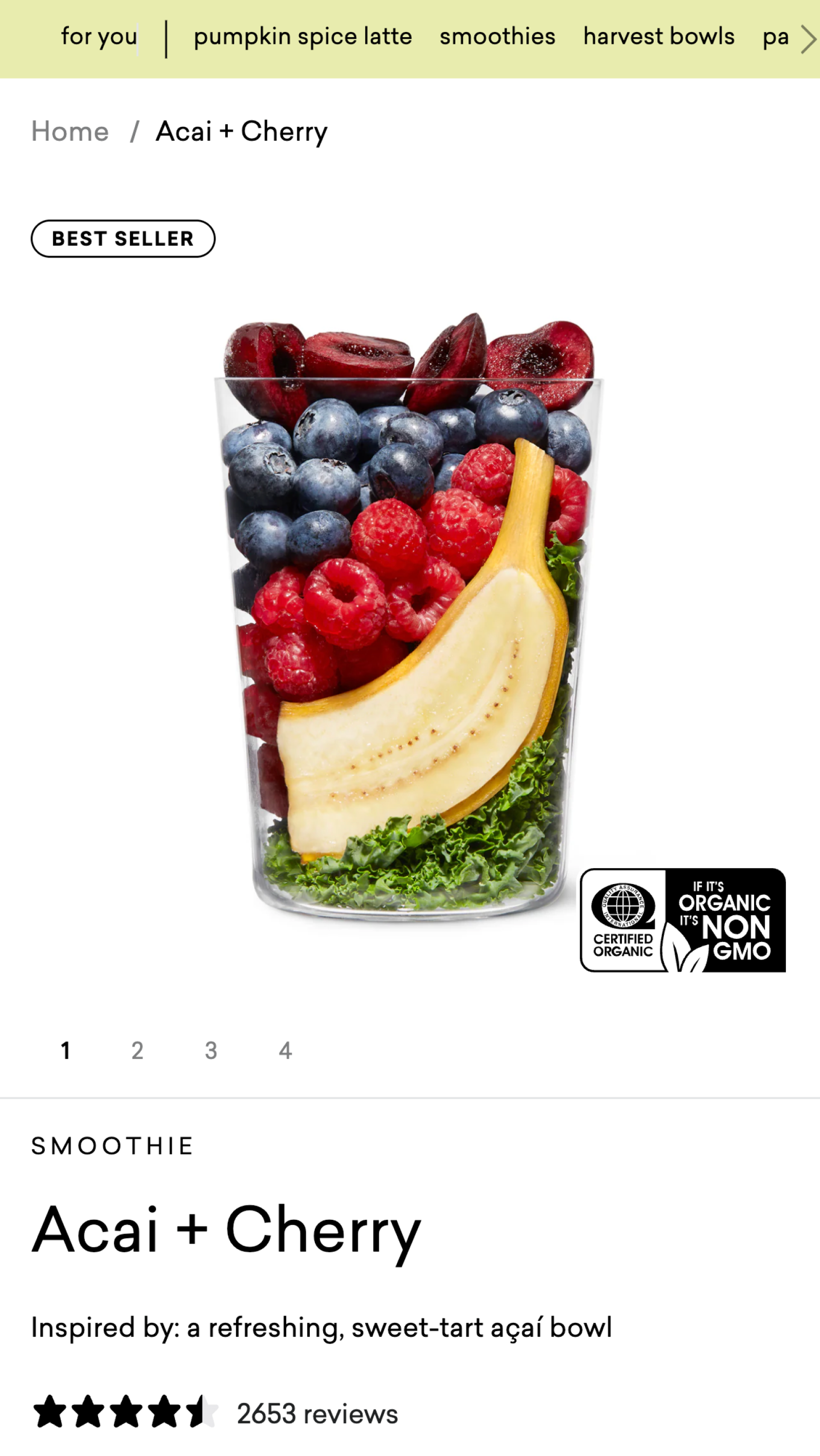 Daily Harvest Product Detail Page