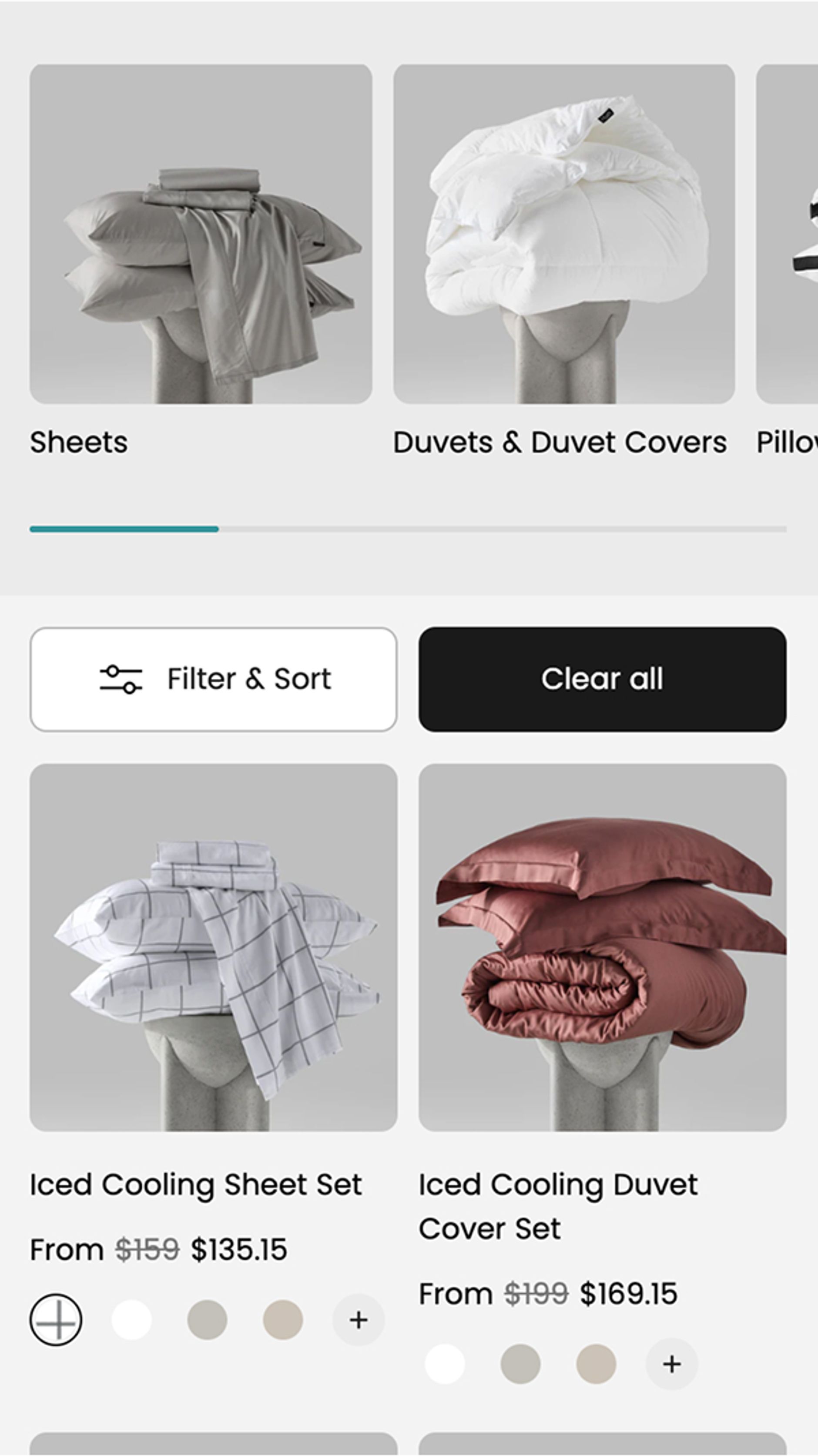 Screenshot of Hush Mobile Product Listing Page