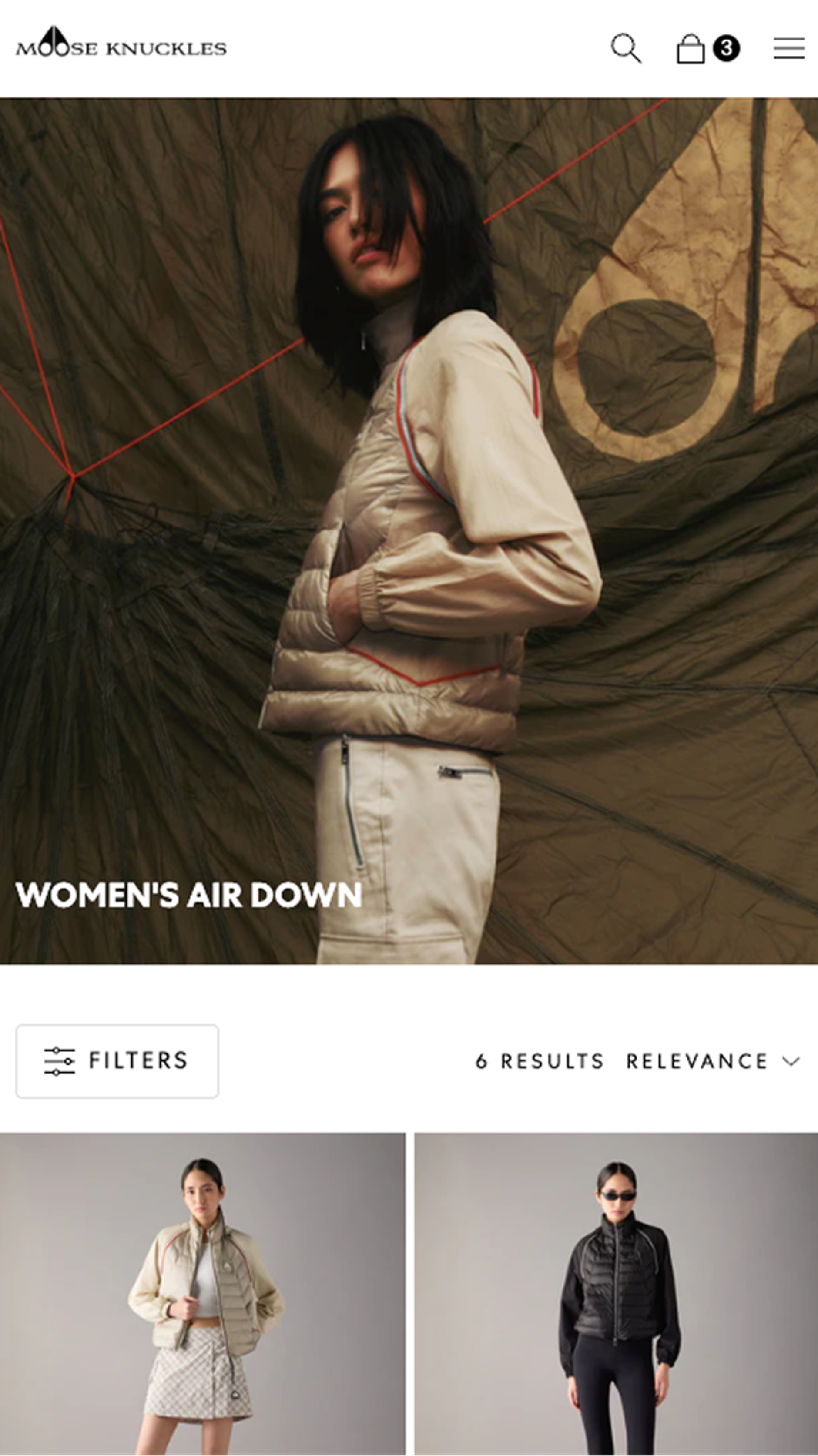 Moose Knuckles screenshot website Women's Air Down