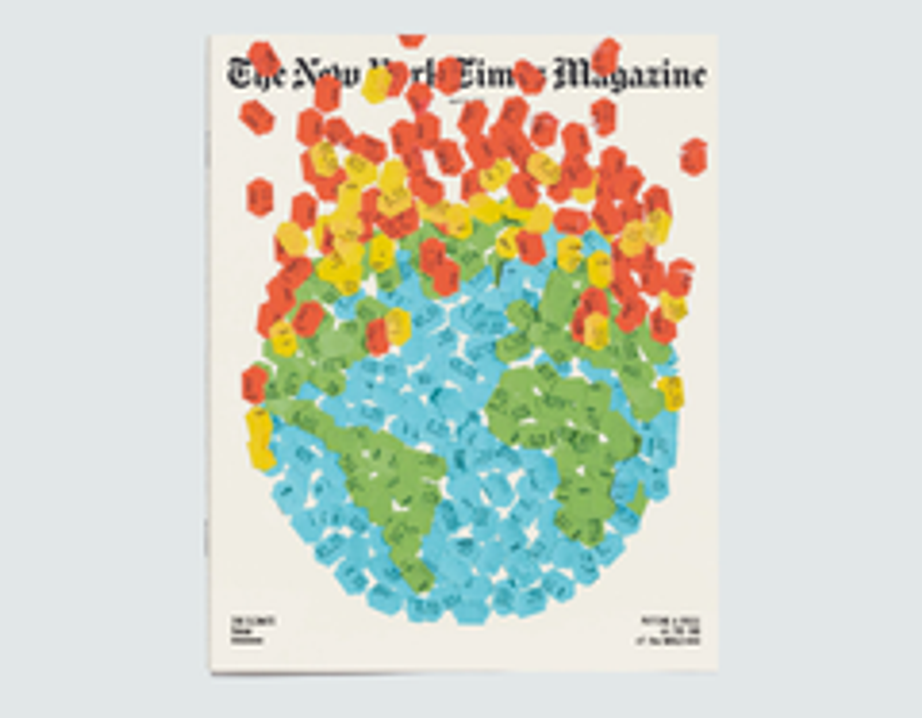 New York Times Magazine cover design showing the earth on fire