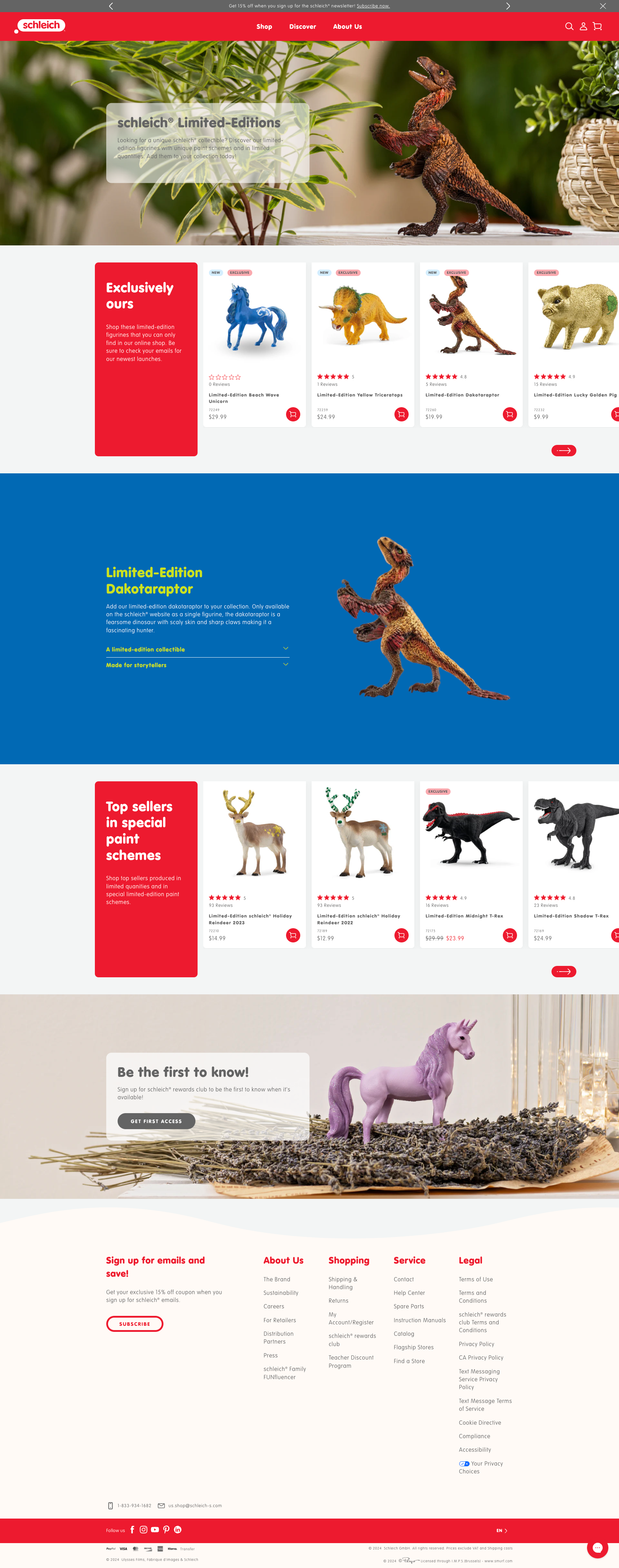 Image of Schleich website collections page